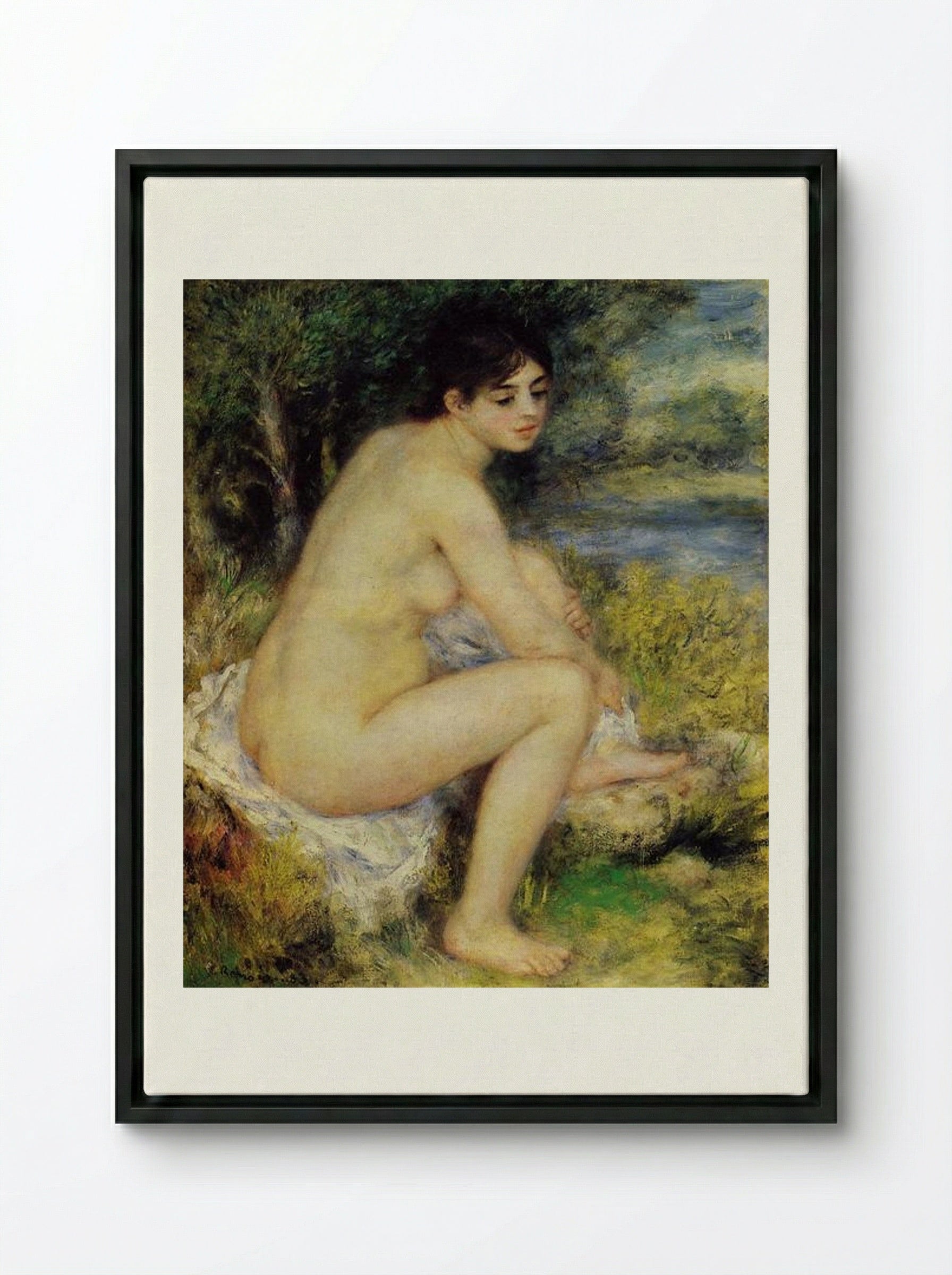 Seated Bather - Pierre-Auguste Renoir - Framed Canvas Black