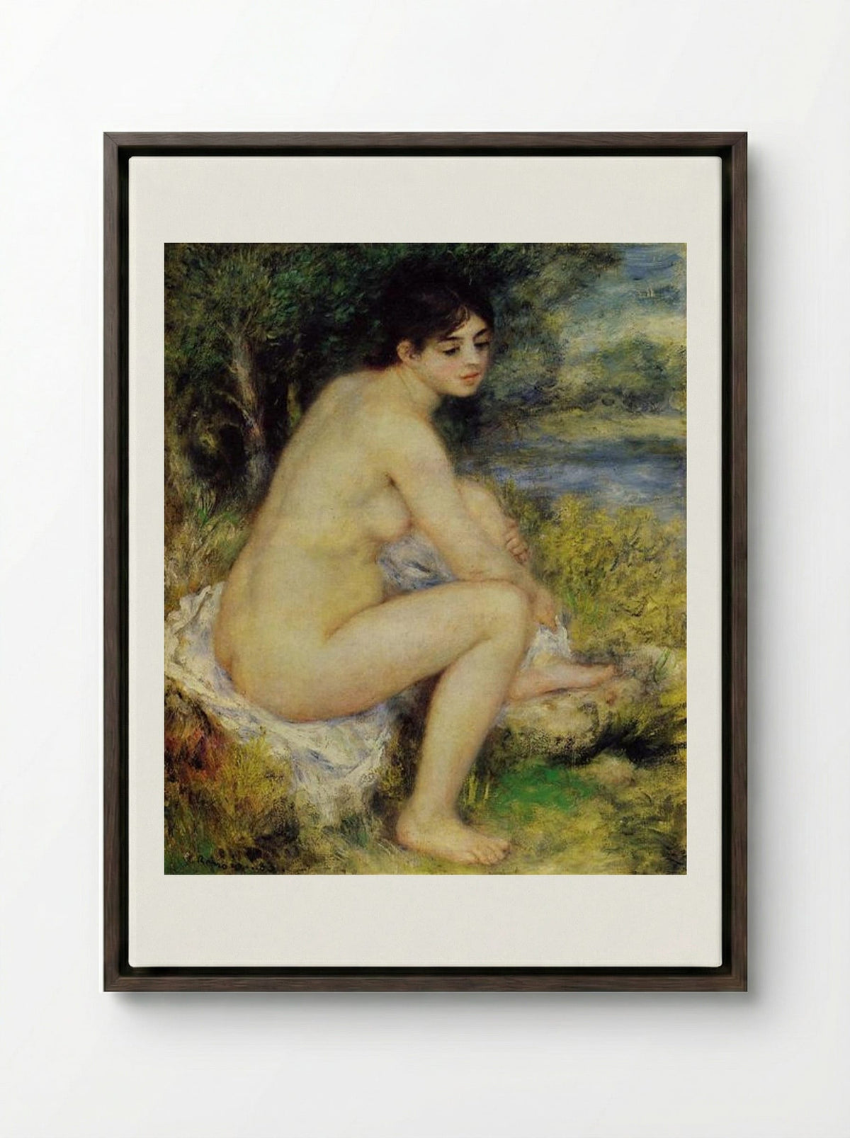 Seated Bather - Pierre-Auguste Renoir - Framed Canvas Dark Wood