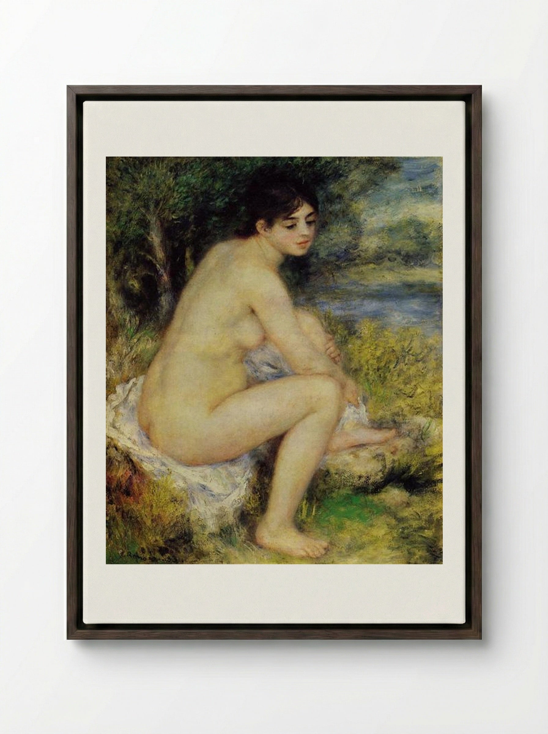 Seated Bather - Pierre-Auguste Renoir - Framed Canvas Dark Wood