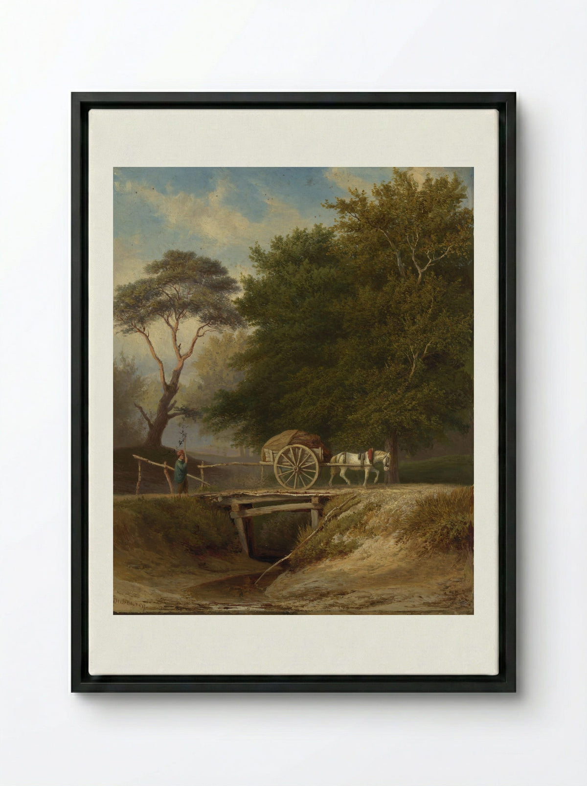 Landschap met brug te Wolfheze - Pierre Louis Dubourcq - Framed Canvas Black
