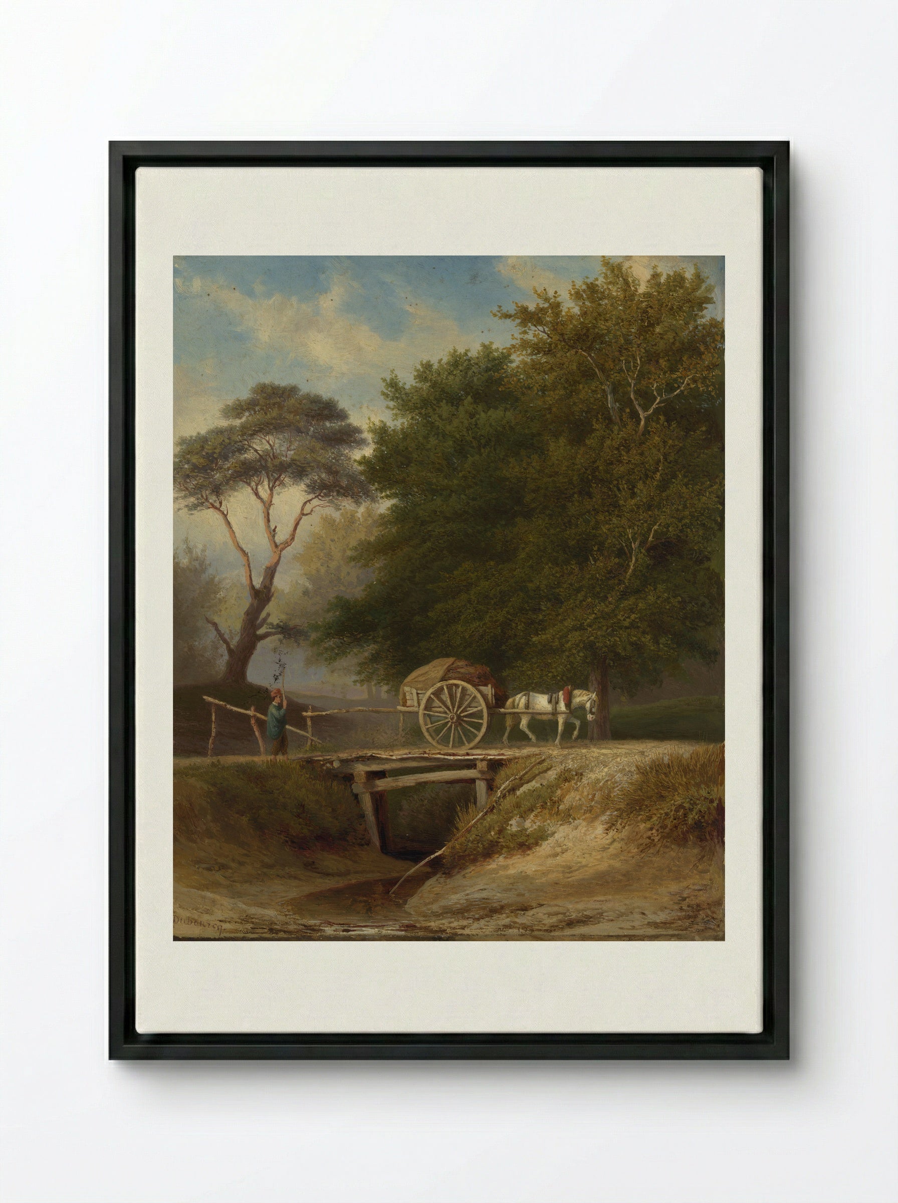 Landschap met brug te Wolfheze - Pierre Louis Dubourcq - Framed Canvas Black