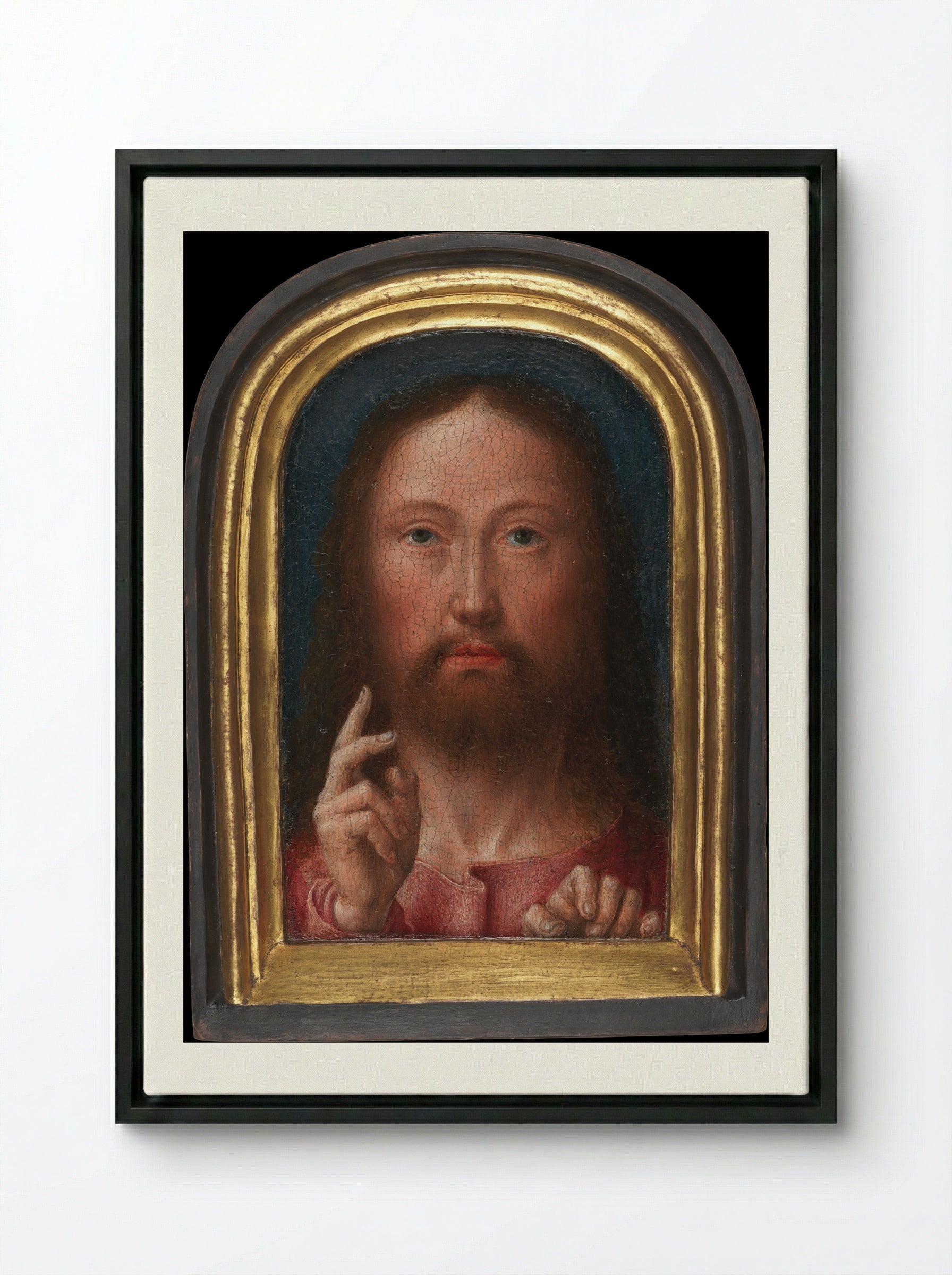 Christ Blessing - Gerard David - Framed Canvas Black