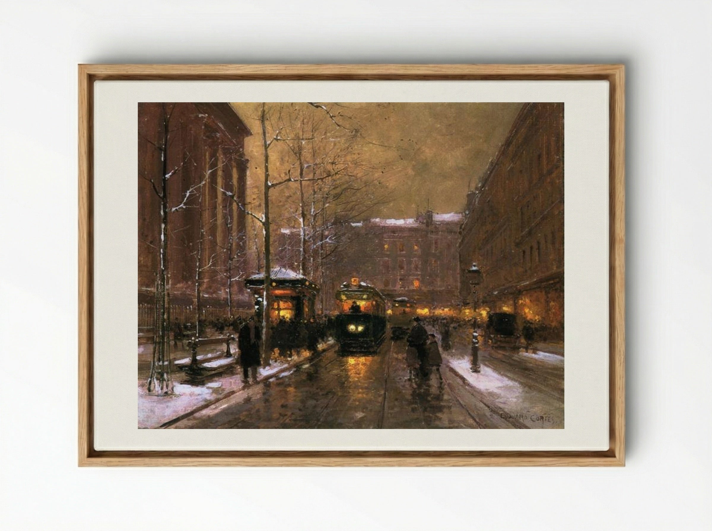 Place de la Madeleine - Edouard Cortes - Framed Canvas Wood