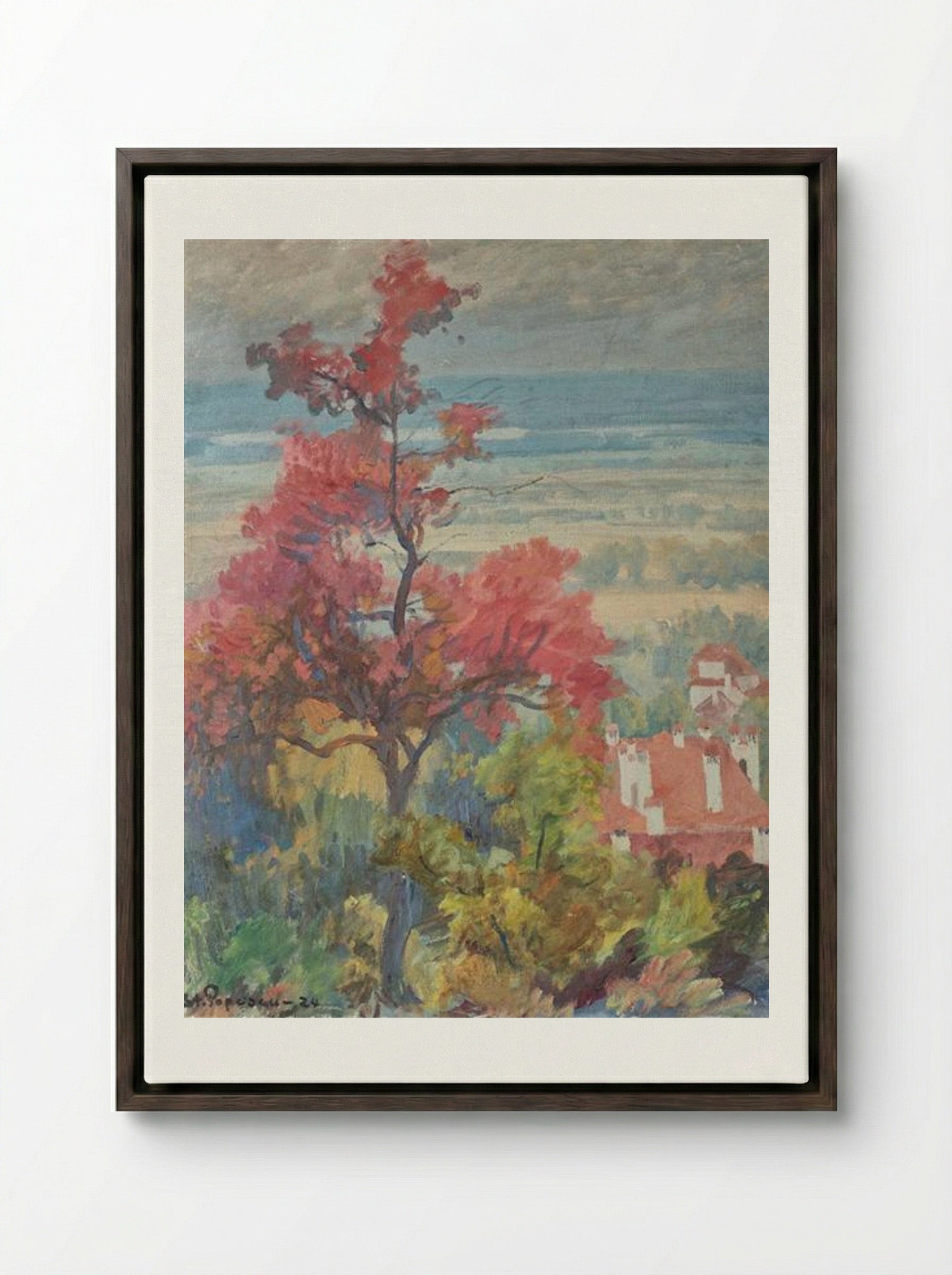 Landscape from Provence - Stefan Popescu - Framed Canvas Dark Wood