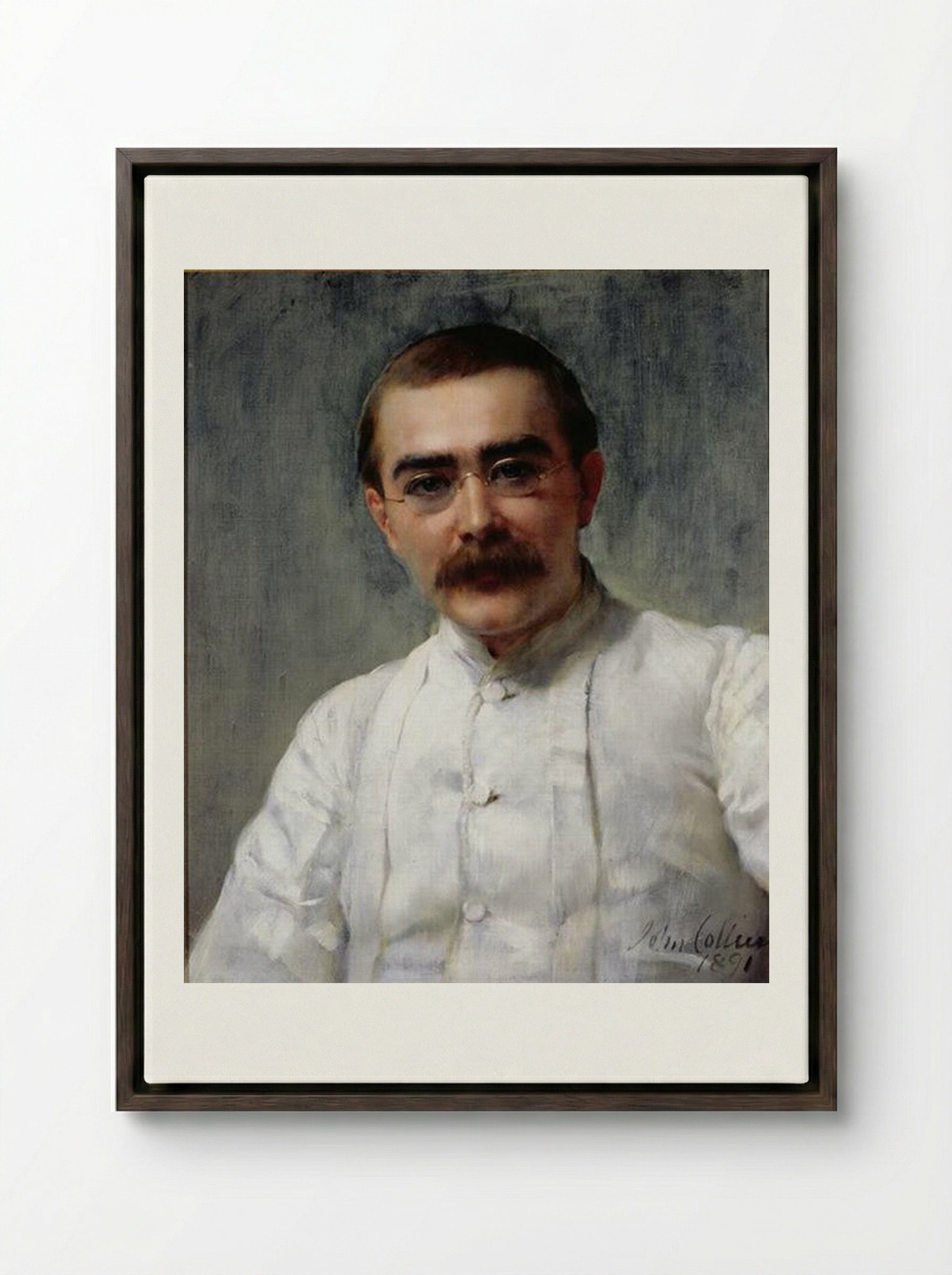 Rudyard Kipling - John Collier - Framed Canvas Dark Wood