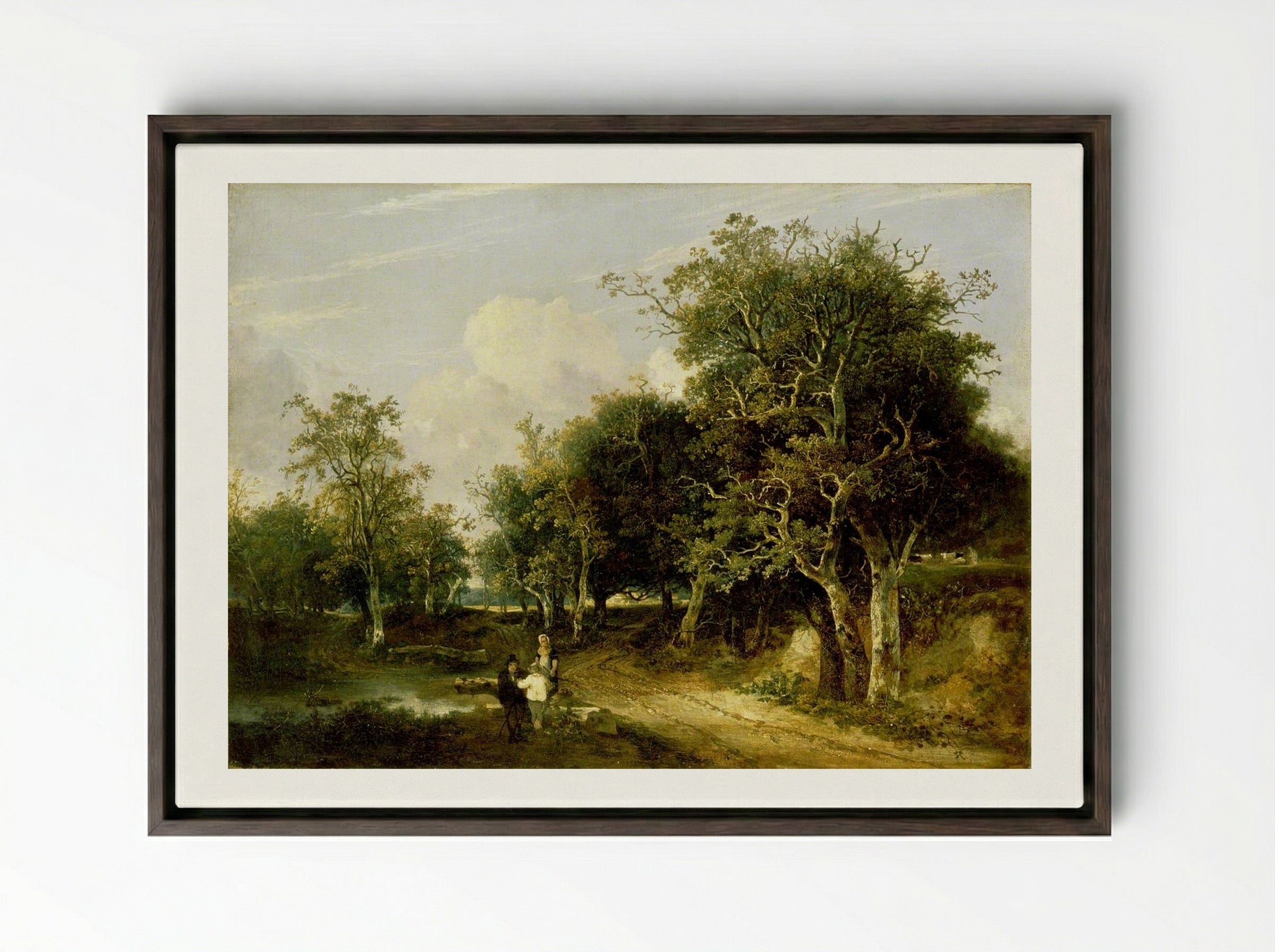 Grove Scene - John Crome - Framed Canvas Dark Wood