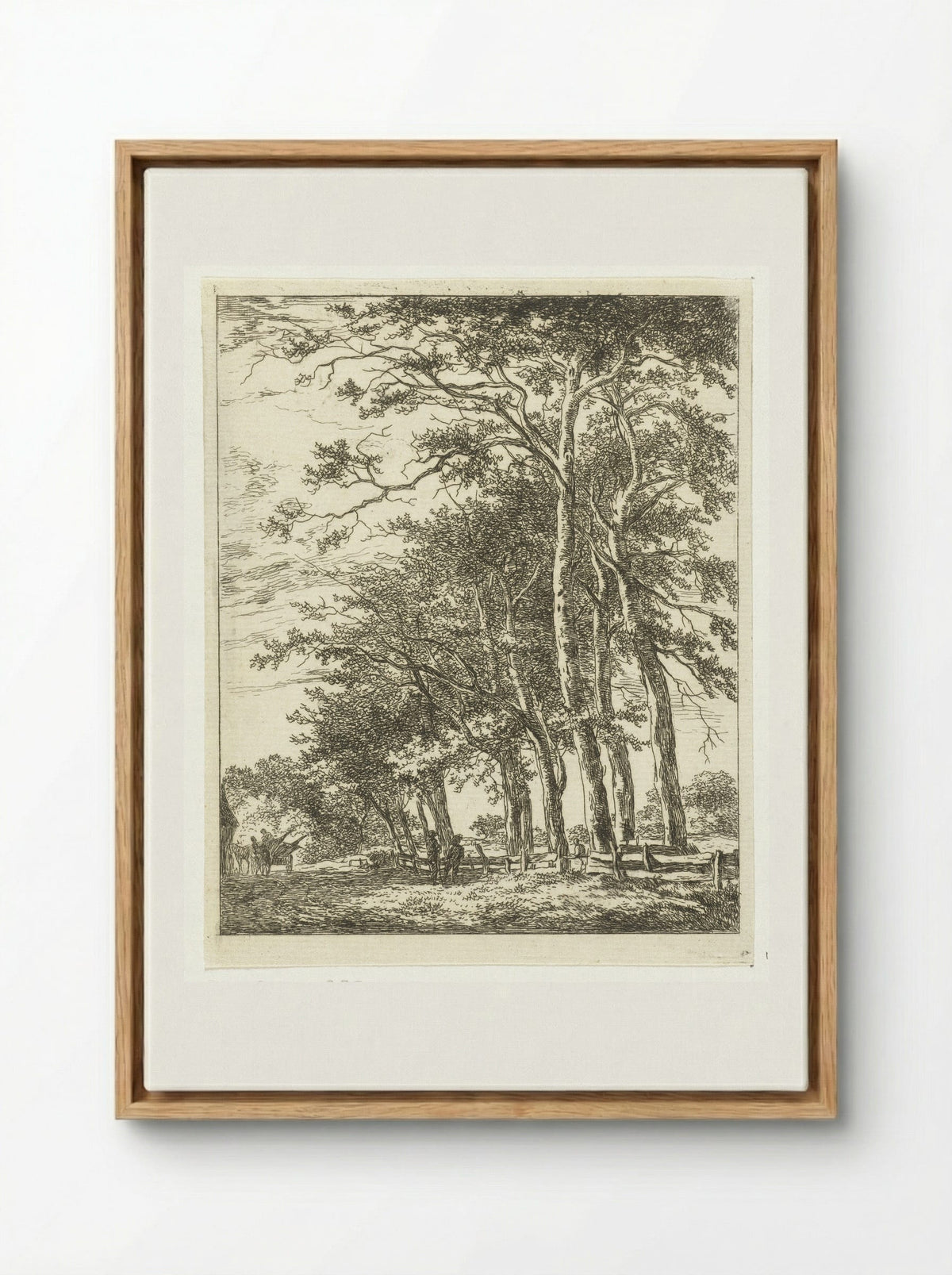Twee staande figuren bij hoge boomen - Hermanus van Brussel - Framed Canvas Wood