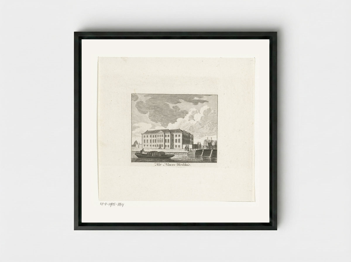 Gezicht op het Nieuwe Werkhuis te Amsterdam - Cornelis Brouwer - Framed Canvas Black