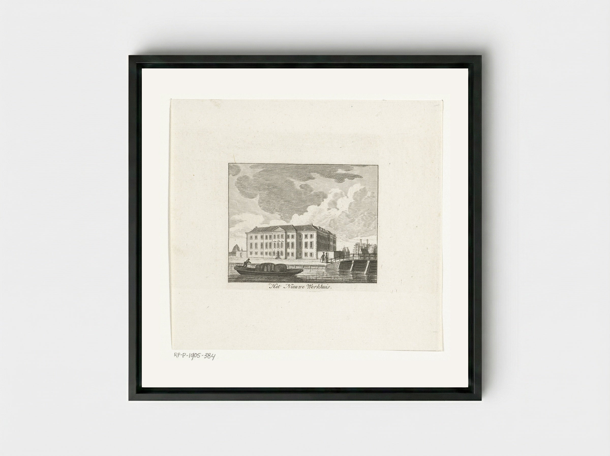 Gezicht op het Nieuwe Werkhuis te Amsterdam - Cornelis Brouwer - Framed Canvas Black