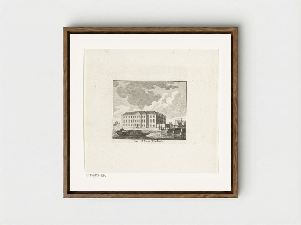 Gezicht op het Nieuwe Werkhuis te Amsterdam - Cornelis Brouwer - Framed Canvas Wood