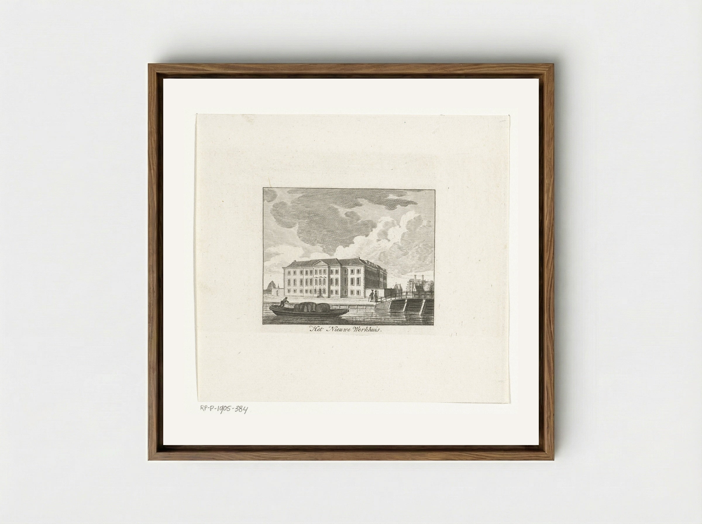 Gezicht op het Nieuwe Werkhuis te Amsterdam - Cornelis Brouwer - Framed Canvas Wood