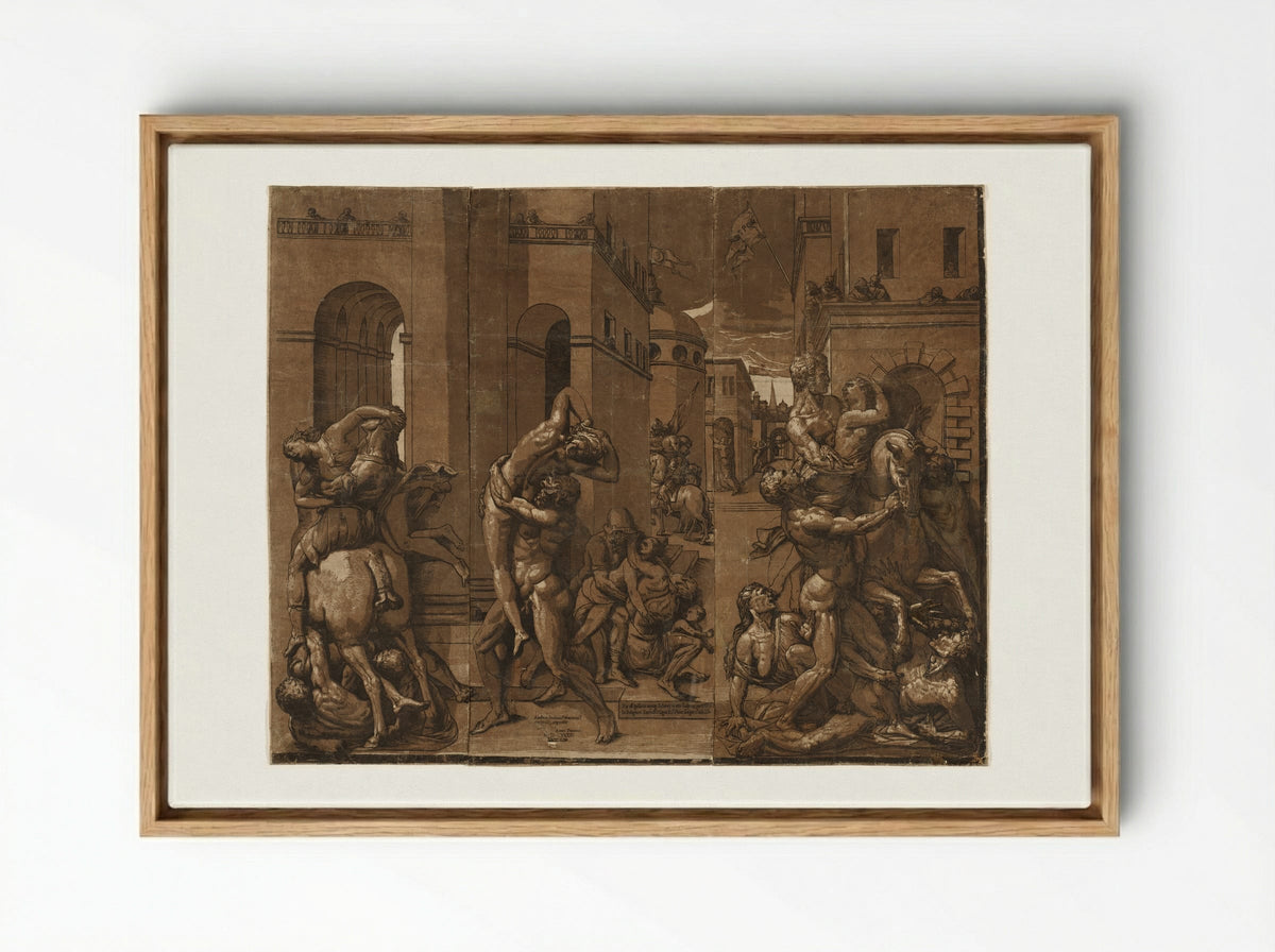 Triumph with Men, Women, and Children - Andrea Andreani - Framed Canvas Wood