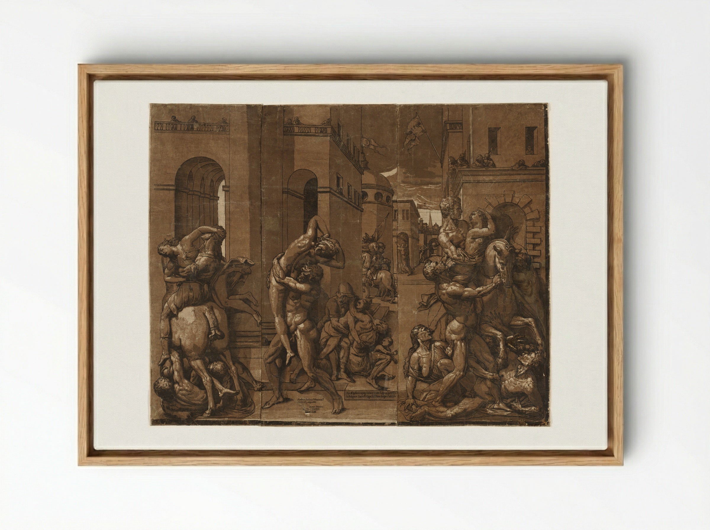 Triumph with Men, Women, and Children - Andrea Andreani - Framed Canvas Wood