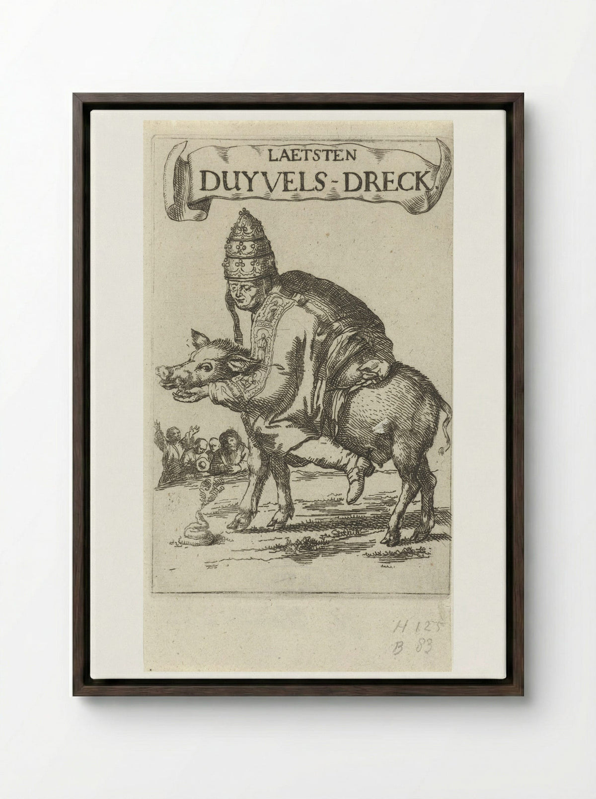 Laetsten Duyvels-Dreck - Arnold Houbraken - Framed Canvas Dark Wood