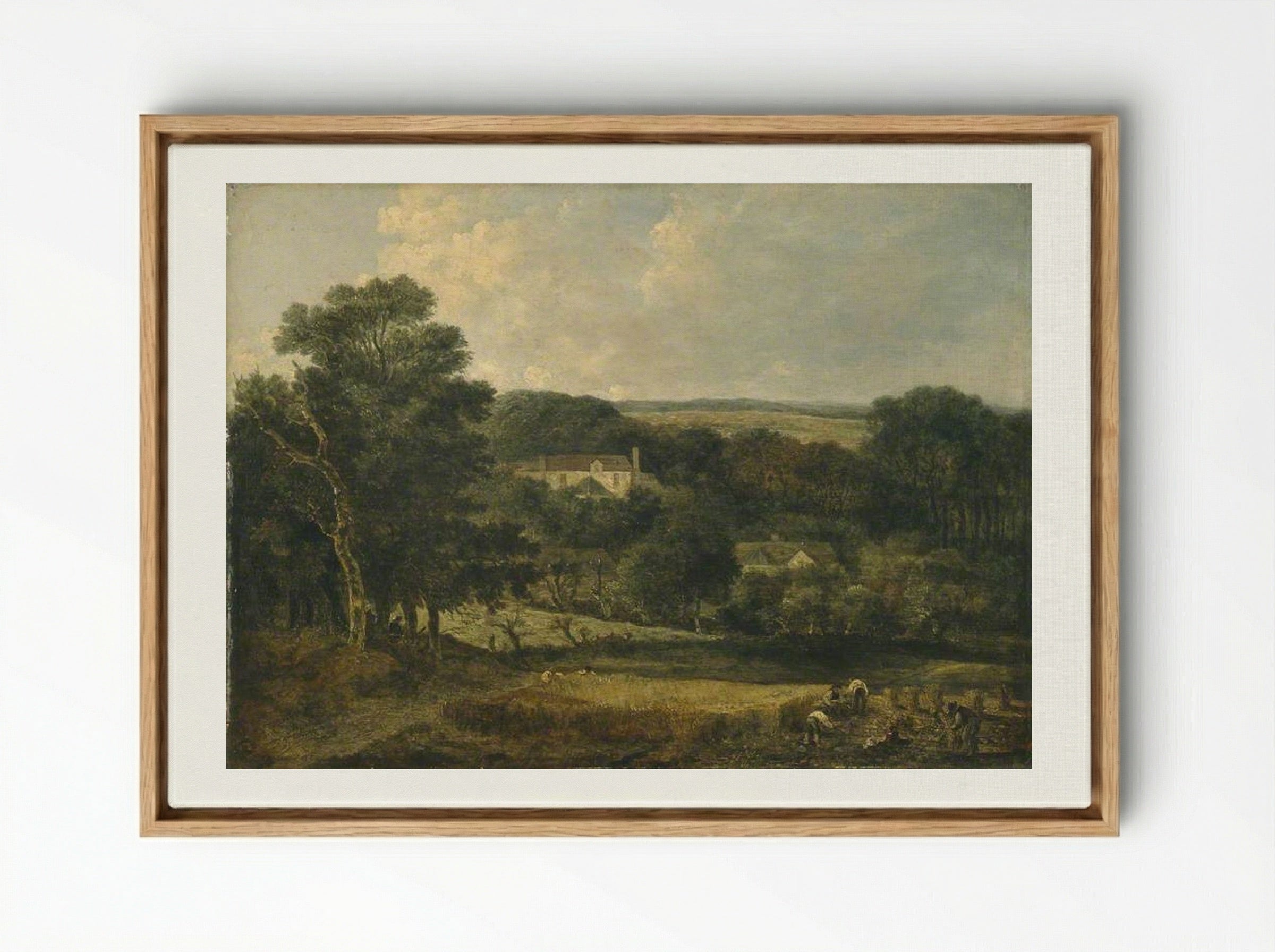 View near Norwich with Harvesters - John Crome - Framed Canvas Wood