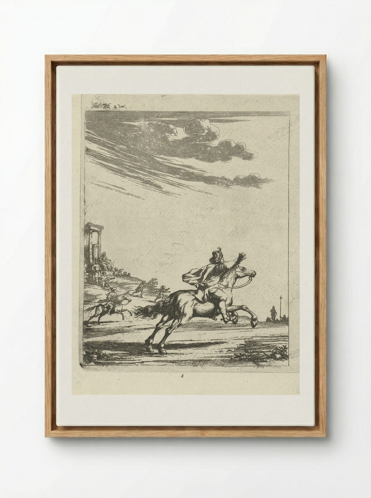 Ruiters in een landschap - Arnold Houbraken - Framed Canvas Wood