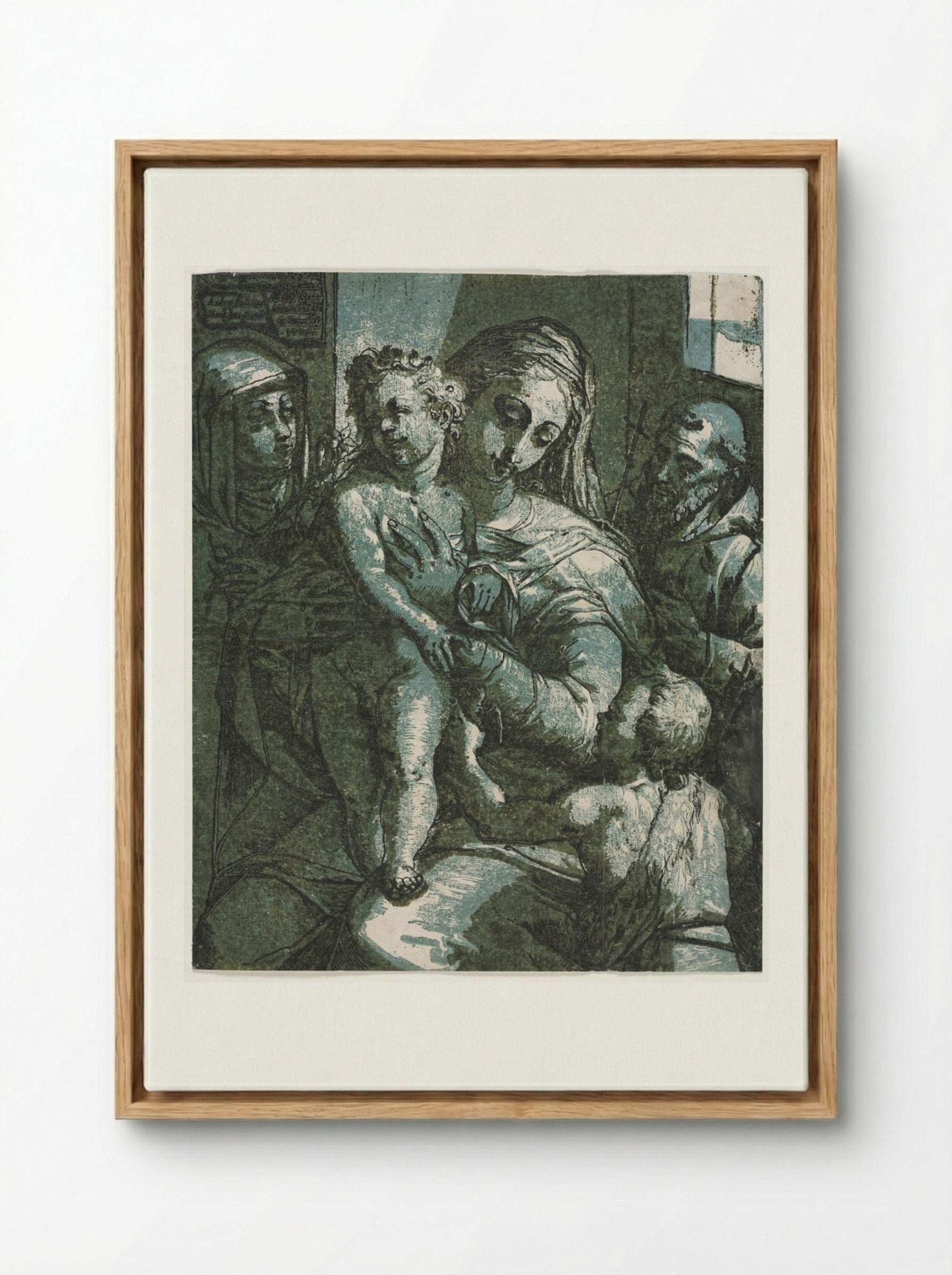 Virgin and Child with St. John, St. Catherine of Siena and Saint Francis - Andrea Andreani - Framed Canvas Wood