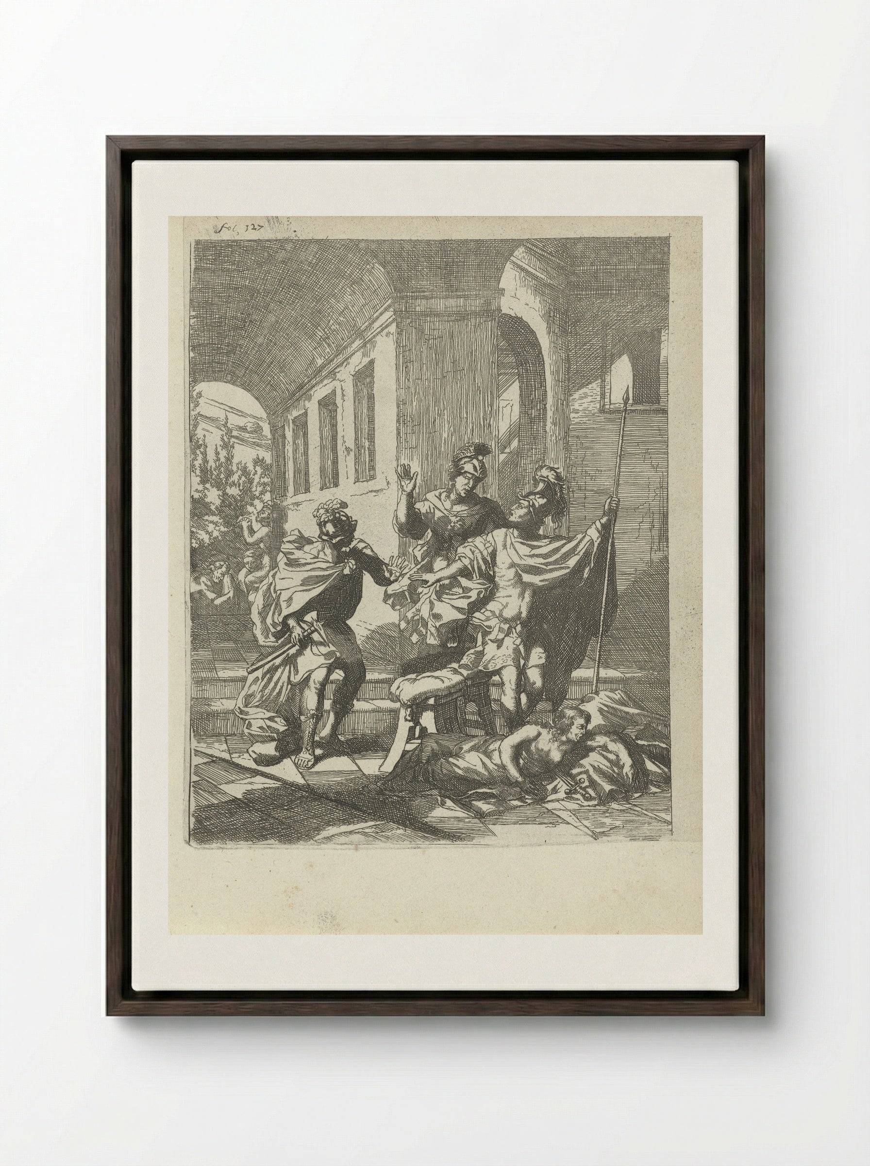 The Death of Lucretia - Arnold Houbraken - Framed Canvas Dark Wood