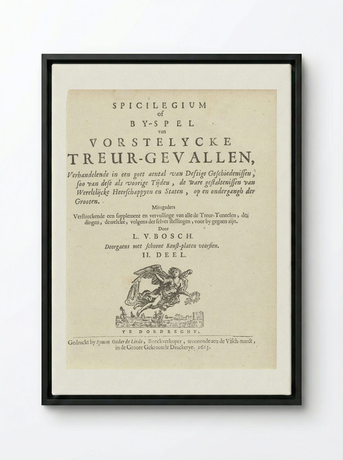 Title Page for Spicilegium - Arnold Houbraken - Framed Canvas Black