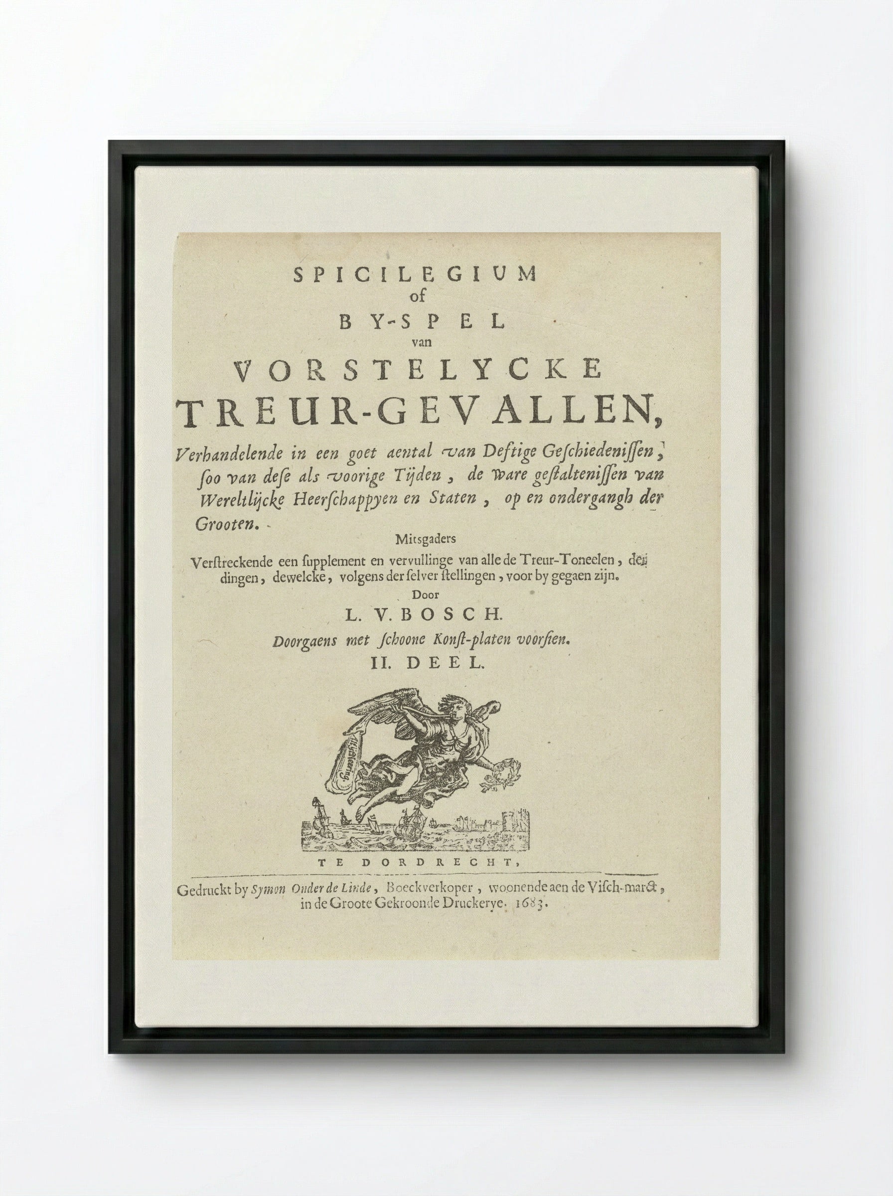Title Page for Spicilegium - Arnold Houbraken - Framed Canvas Black
