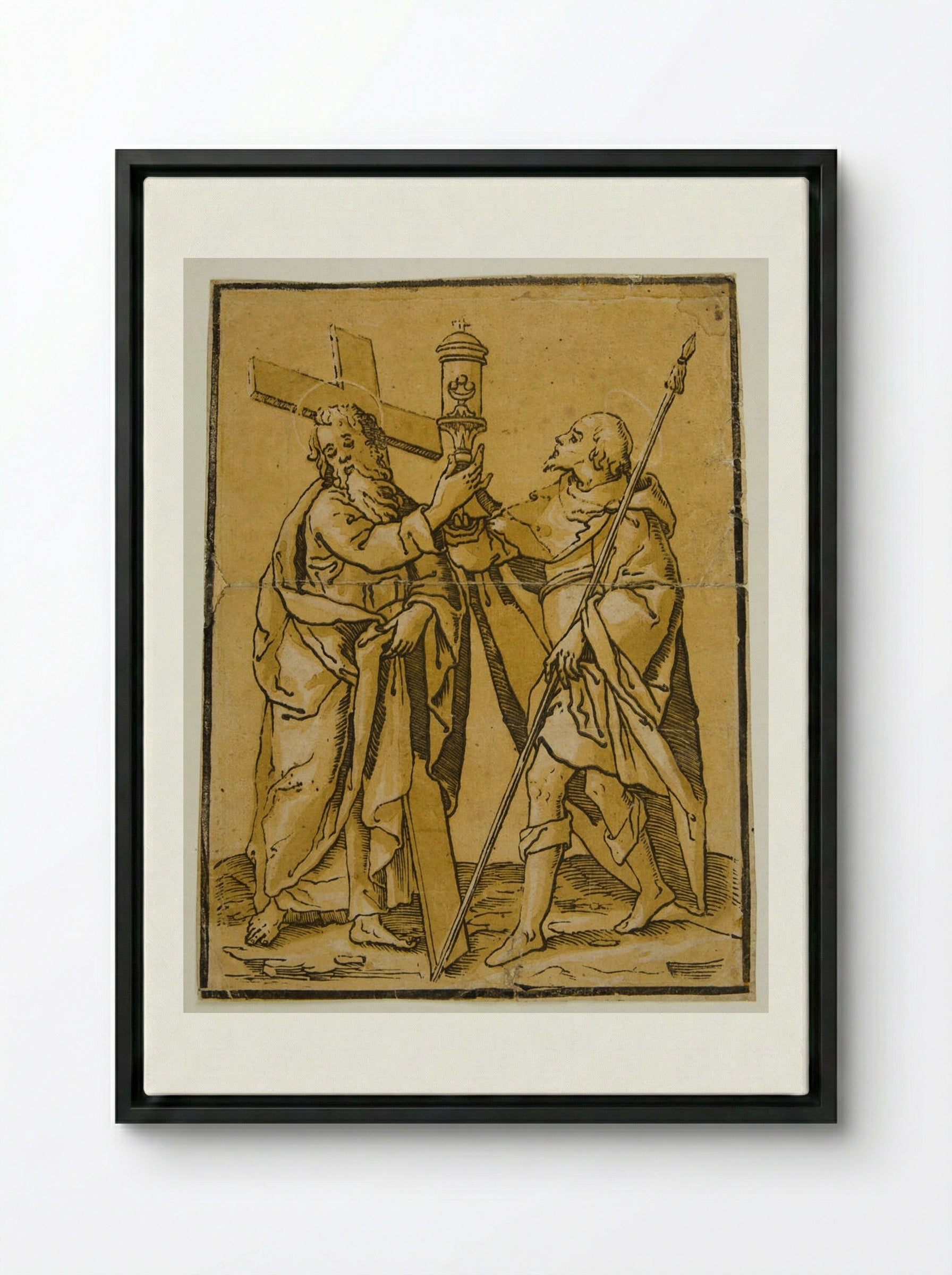 Saints Longinus and Andrew - Andrea Andreani - Framed Canvas Black