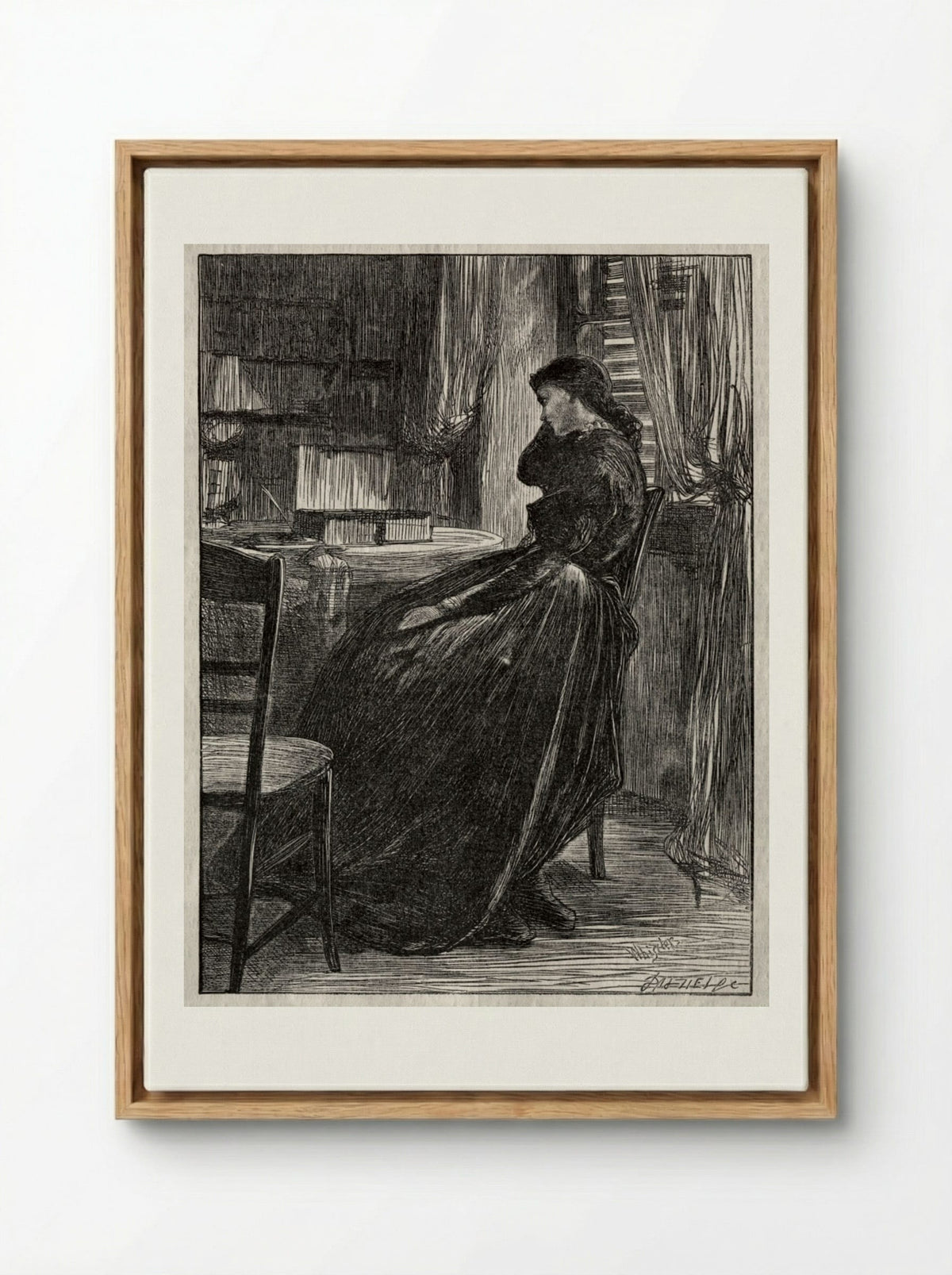 The Trial Sermon, Joanna Douglas at Her Desk - James McNeill Whistler - Framed Canvas Wood