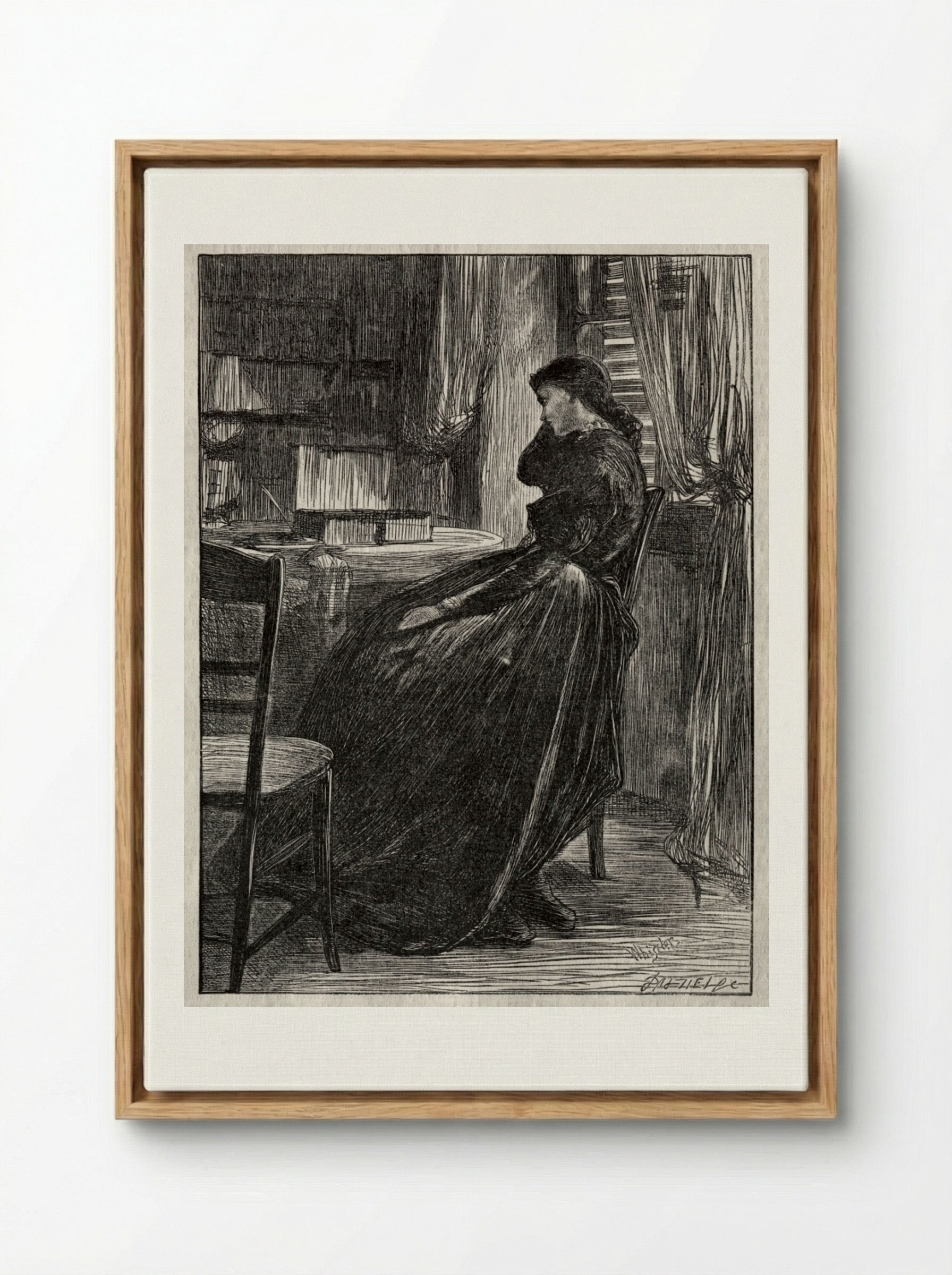 The Trial Sermon, Joanna Douglas at Her Desk - James McNeill Whistler - Framed Canvas Wood