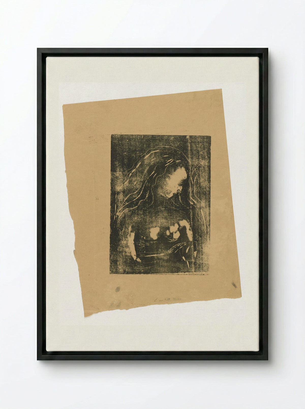 The Woman and the Heart - Edvard Munch - Framed Canvas Black