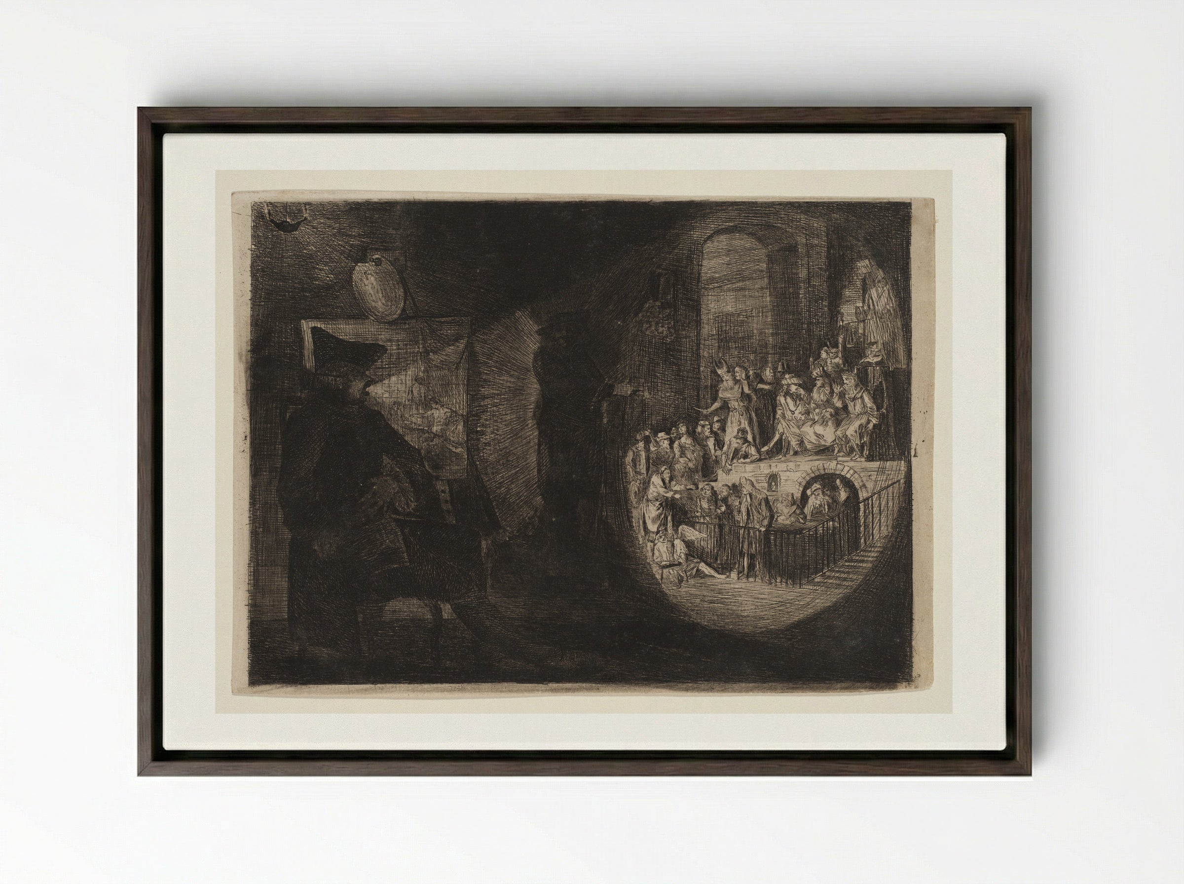 The Magic Lantern, Paul Before Felix - Paul Sandby - Framed Canvas Dark Wood