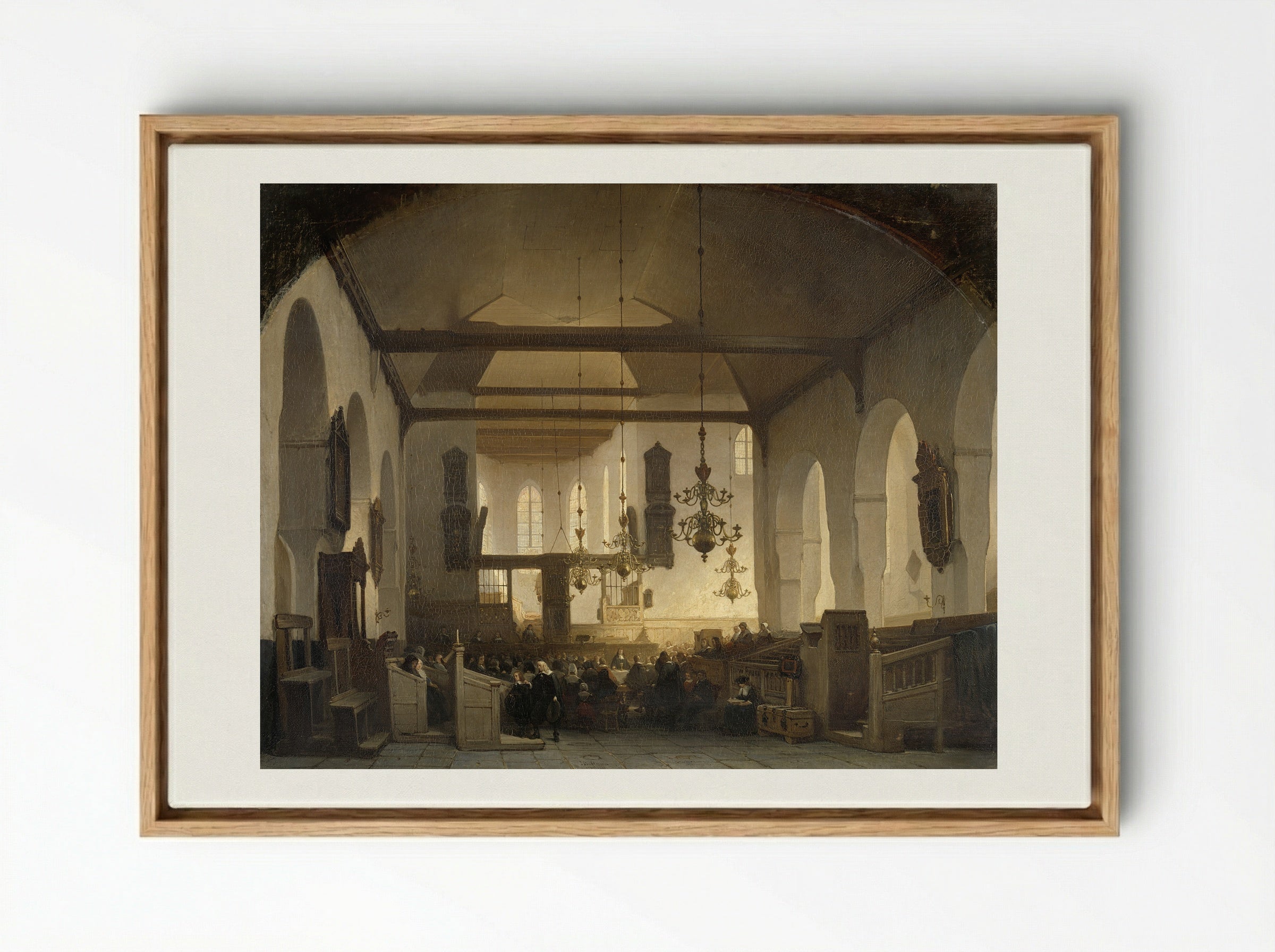 Interior of the Geertekerk in Utrecht - Johannes Bosboom - Framed Canvas Wood