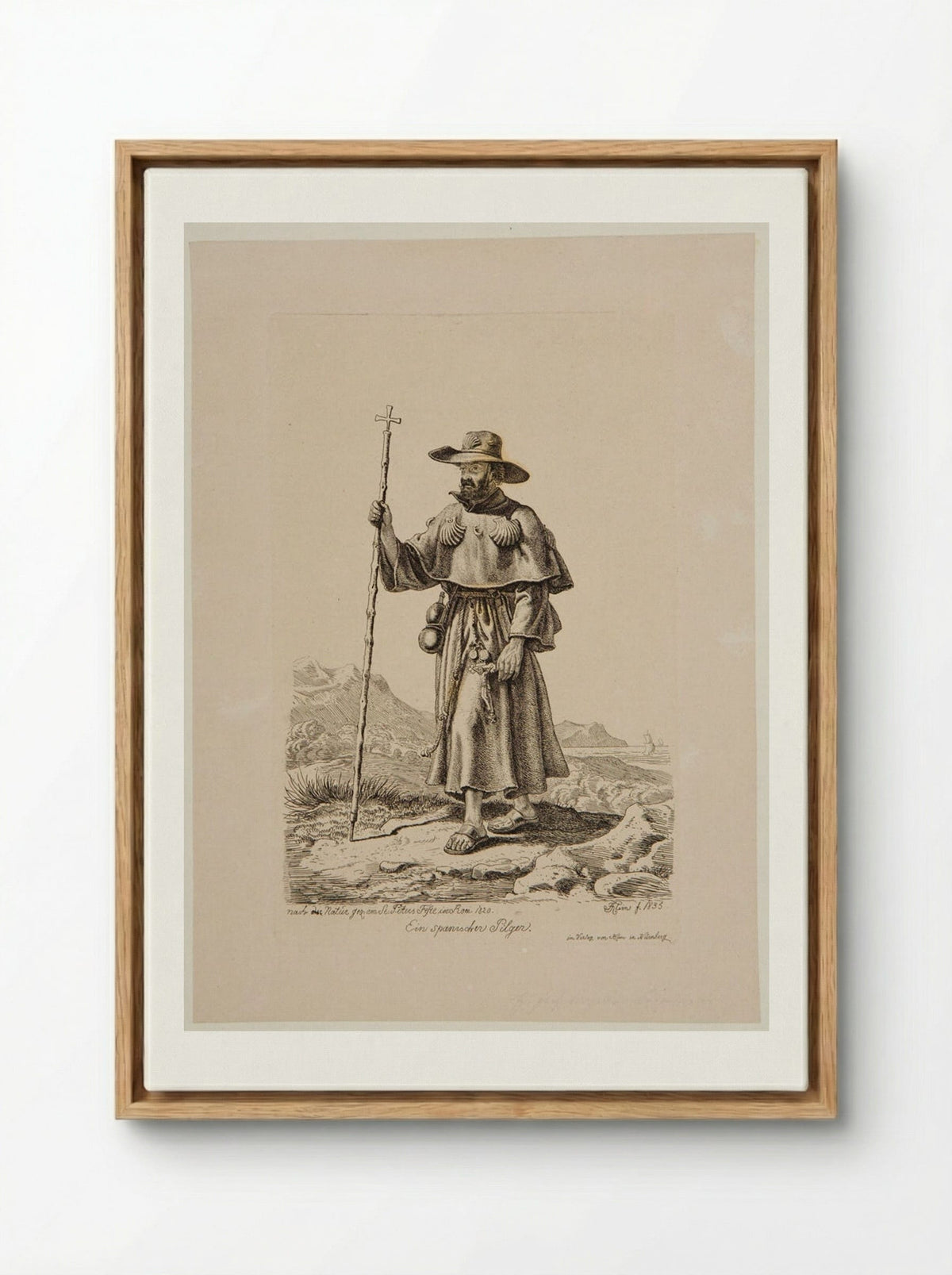 Spanish Pilgrim at Saint Peter's Festival in Rome - Johann Adam Klein - Framed Canvas Wood
