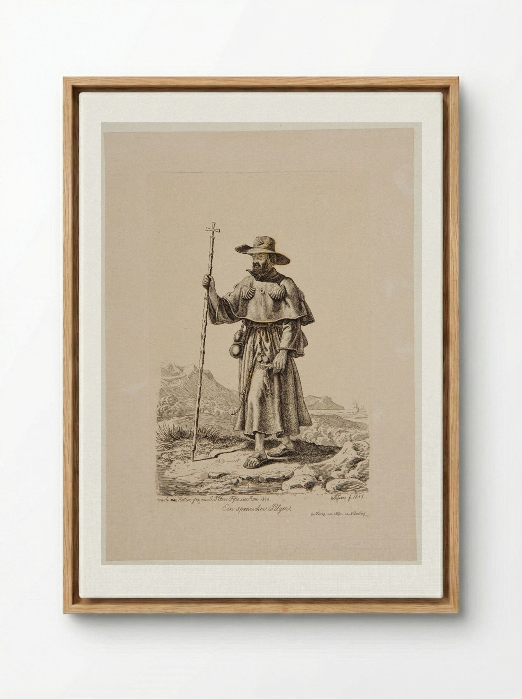 Spanish Pilgrim at Saint Peter's Festival in Rome - Johann Adam Klein - Framed Canvas Wood