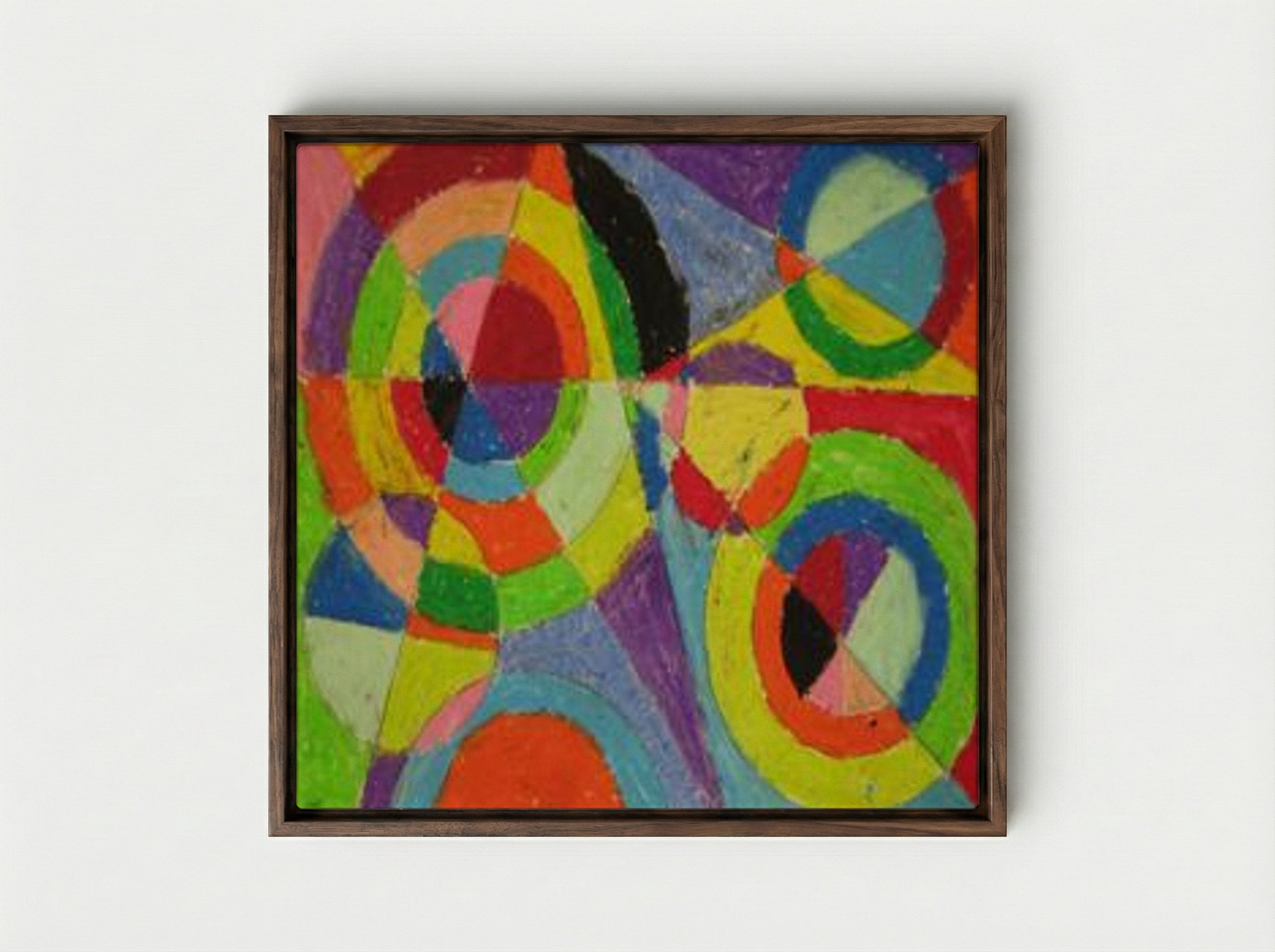 Color Explosion - Robert Delaunay - Framed Canvas Dark Wood