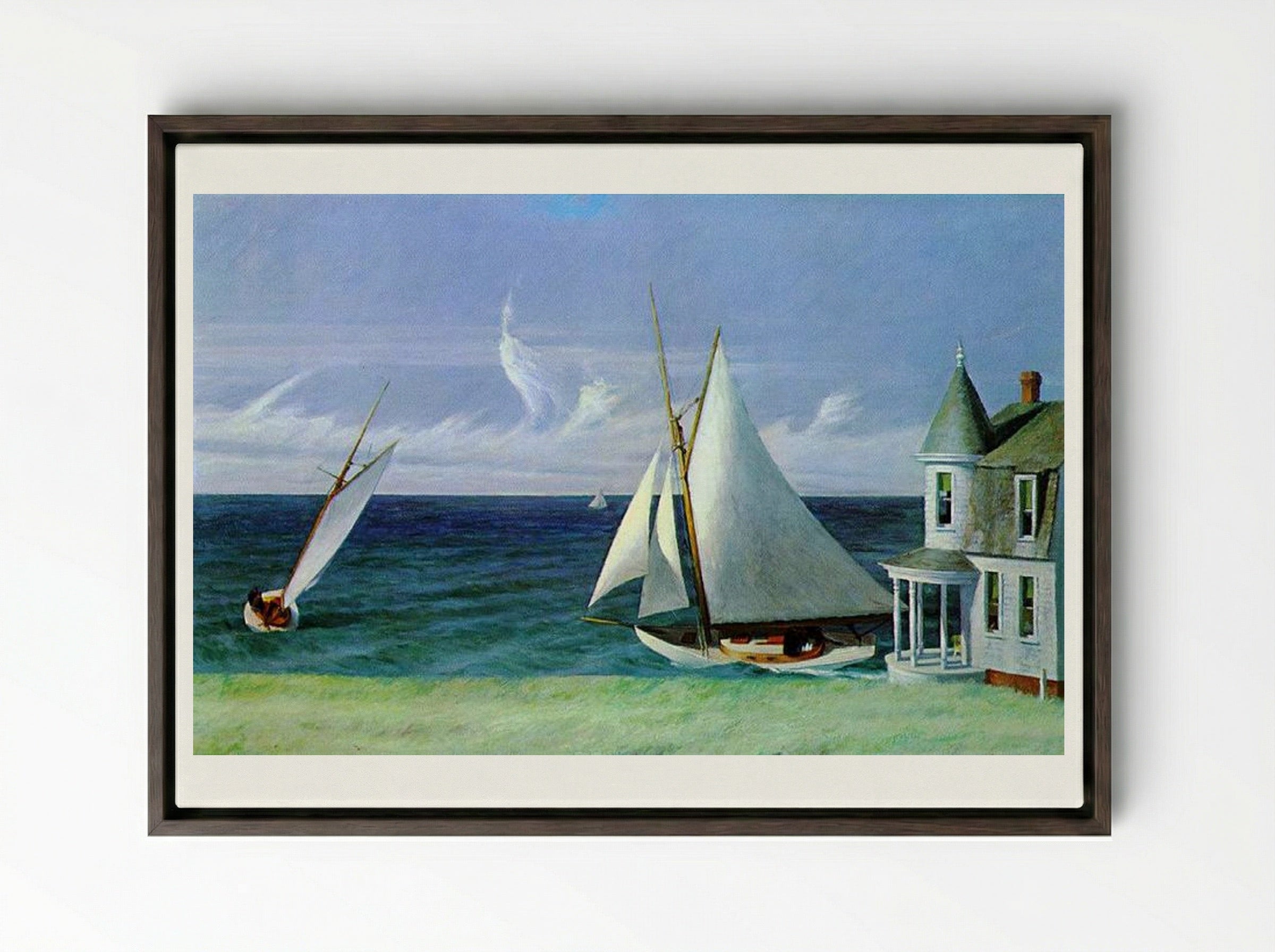 The Lee Shore - Edward Hopper - Framed Canvas Dark Wood