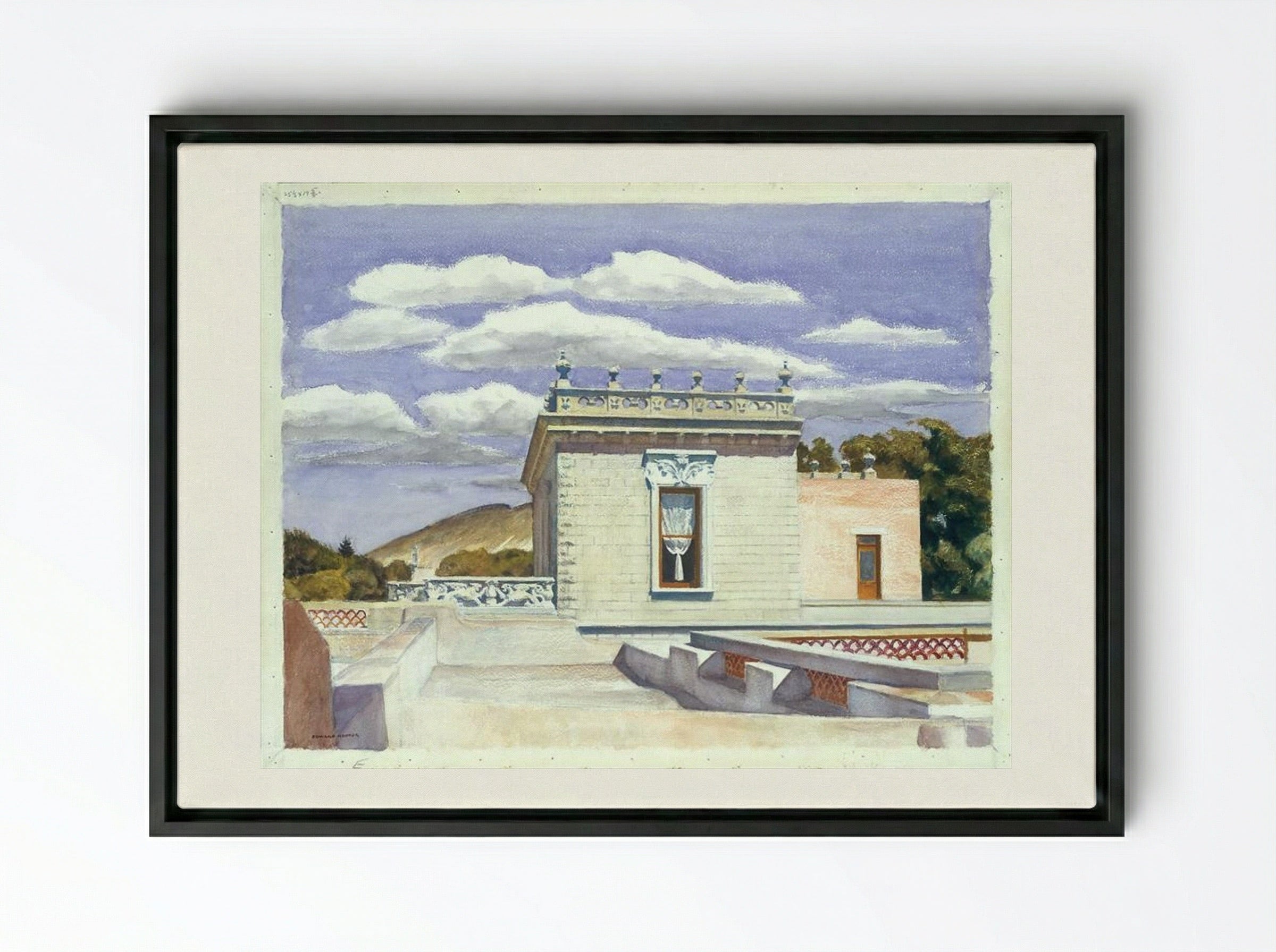 Saltillo Mansion - Edward Hopper - Framed Canvas Black