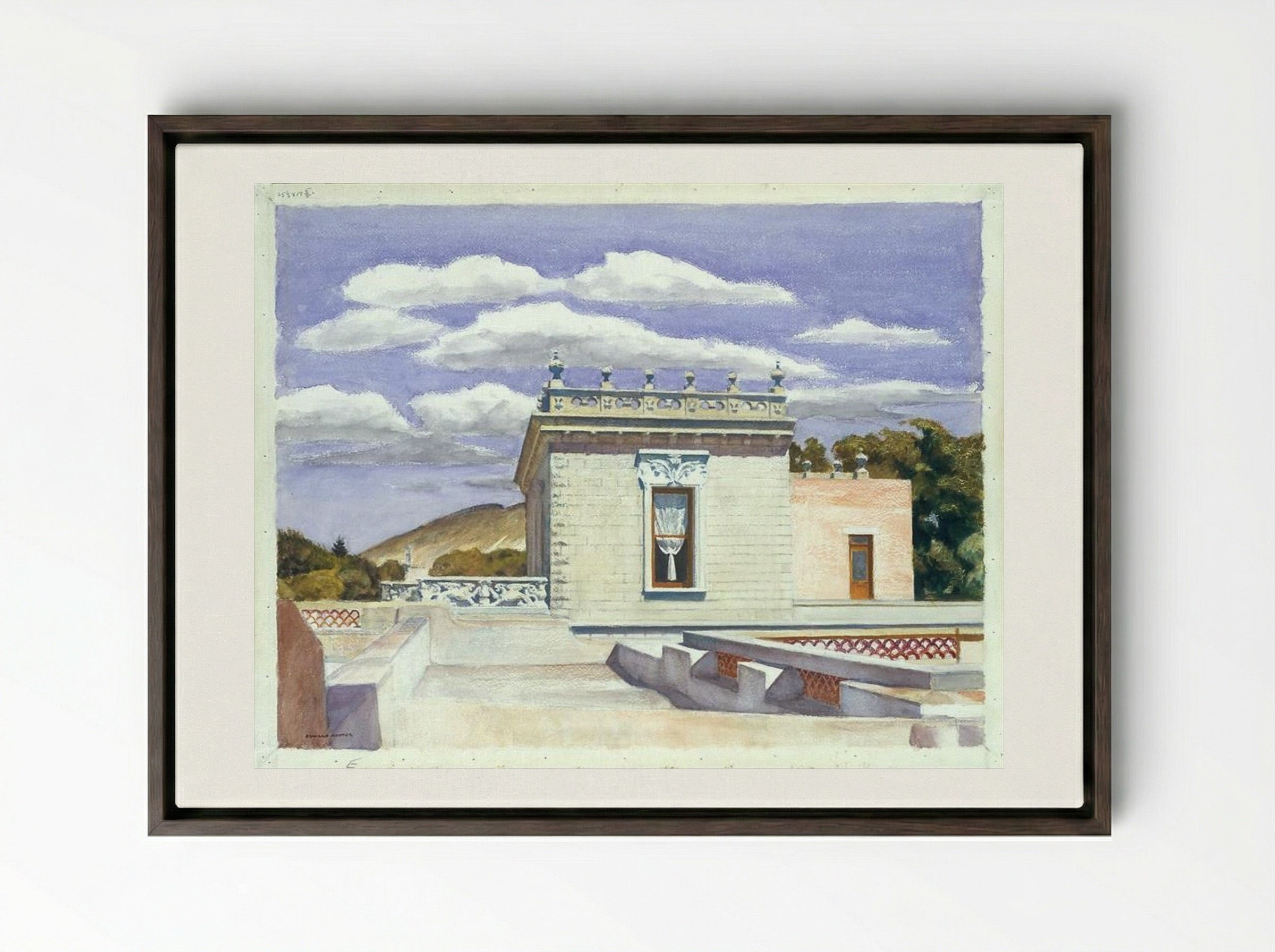 Saltillo Mansion - Edward Hopper - Framed Canvas Dark Wood