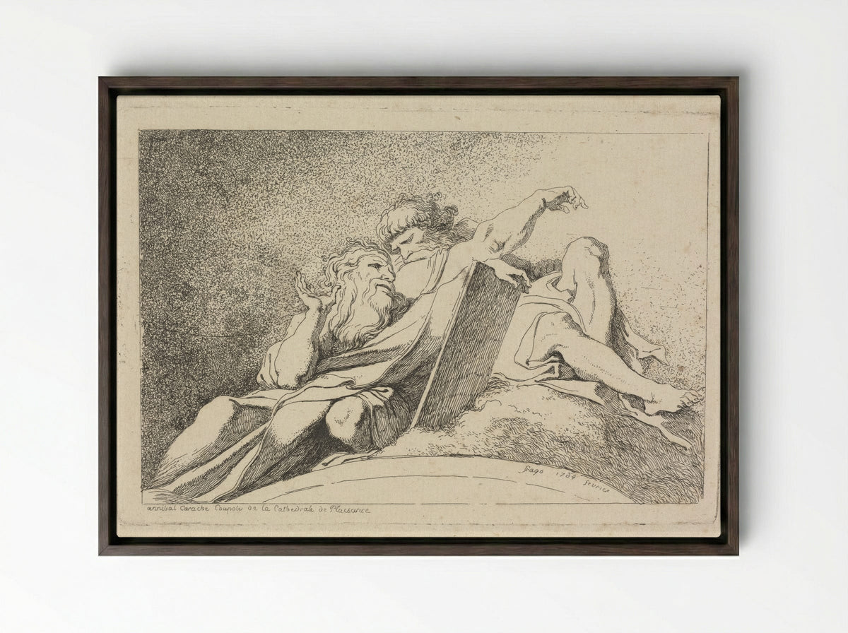 The Two Prophets - Jean-Honoré Fragonard - Framed Canvas Dark Wood