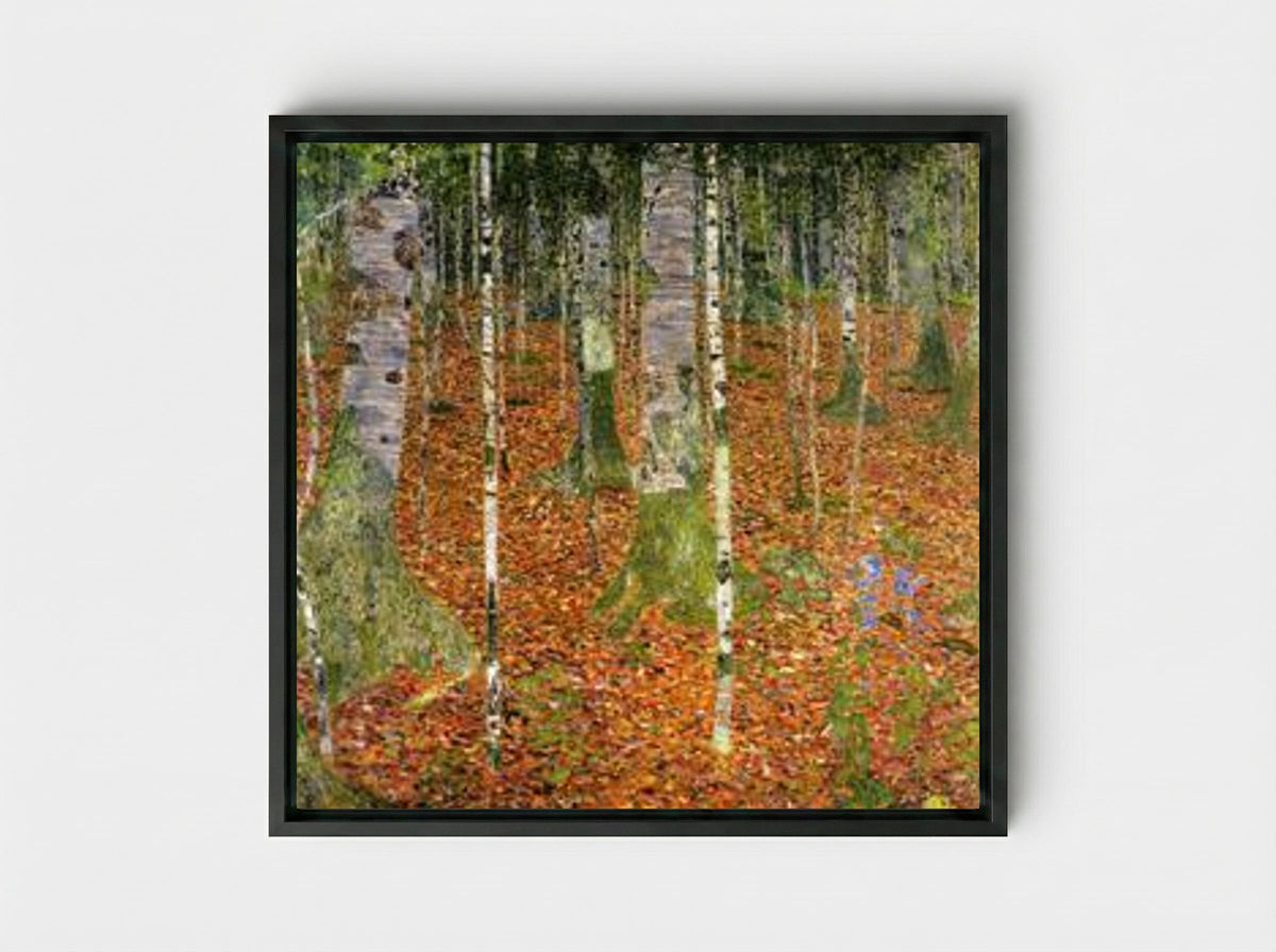 Birch Forest - Gustav Klimt - Framed Canvas Black