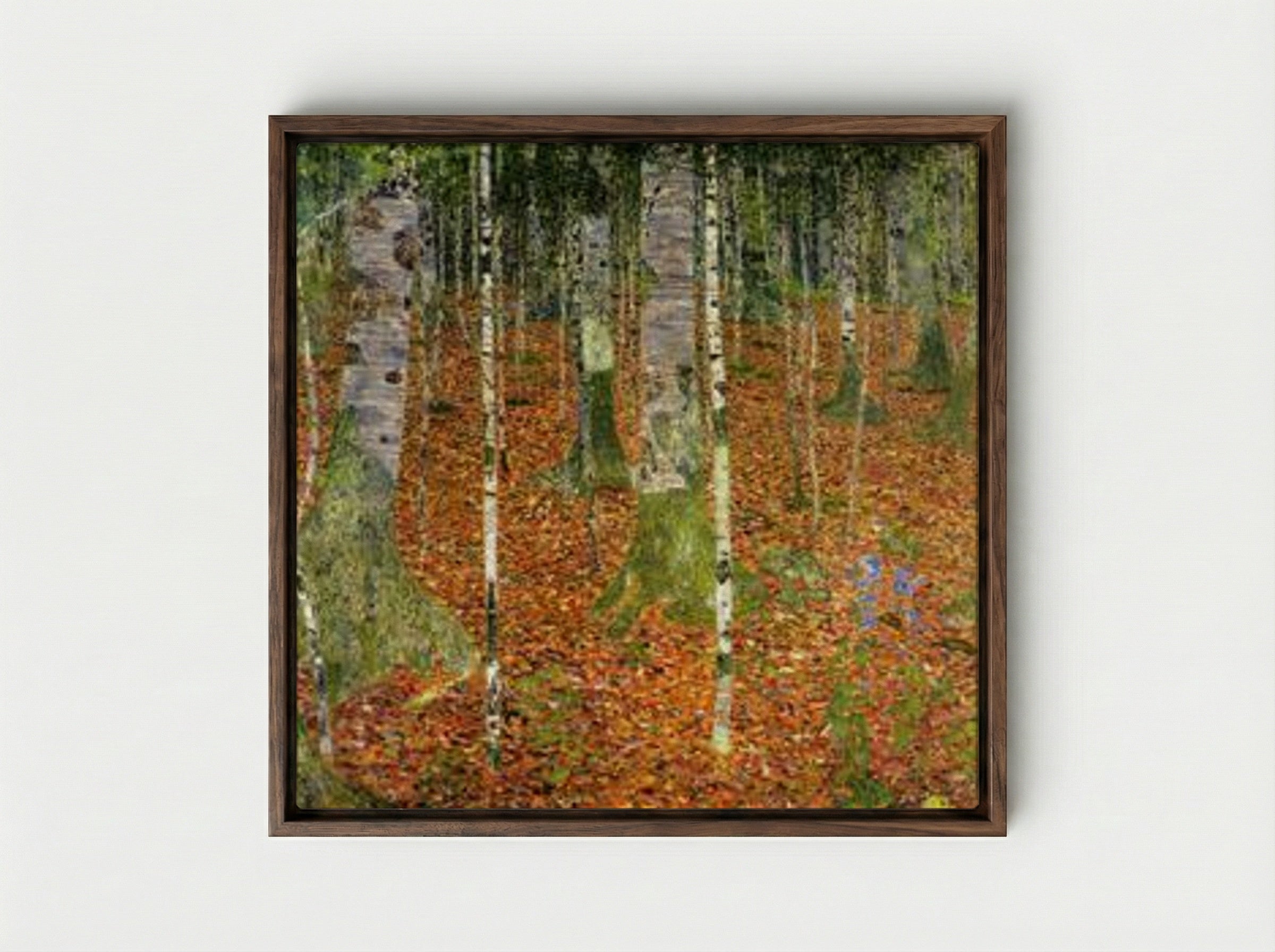 Birch Forest - Gustav Klimt - Framed Canvas Dark Wood
