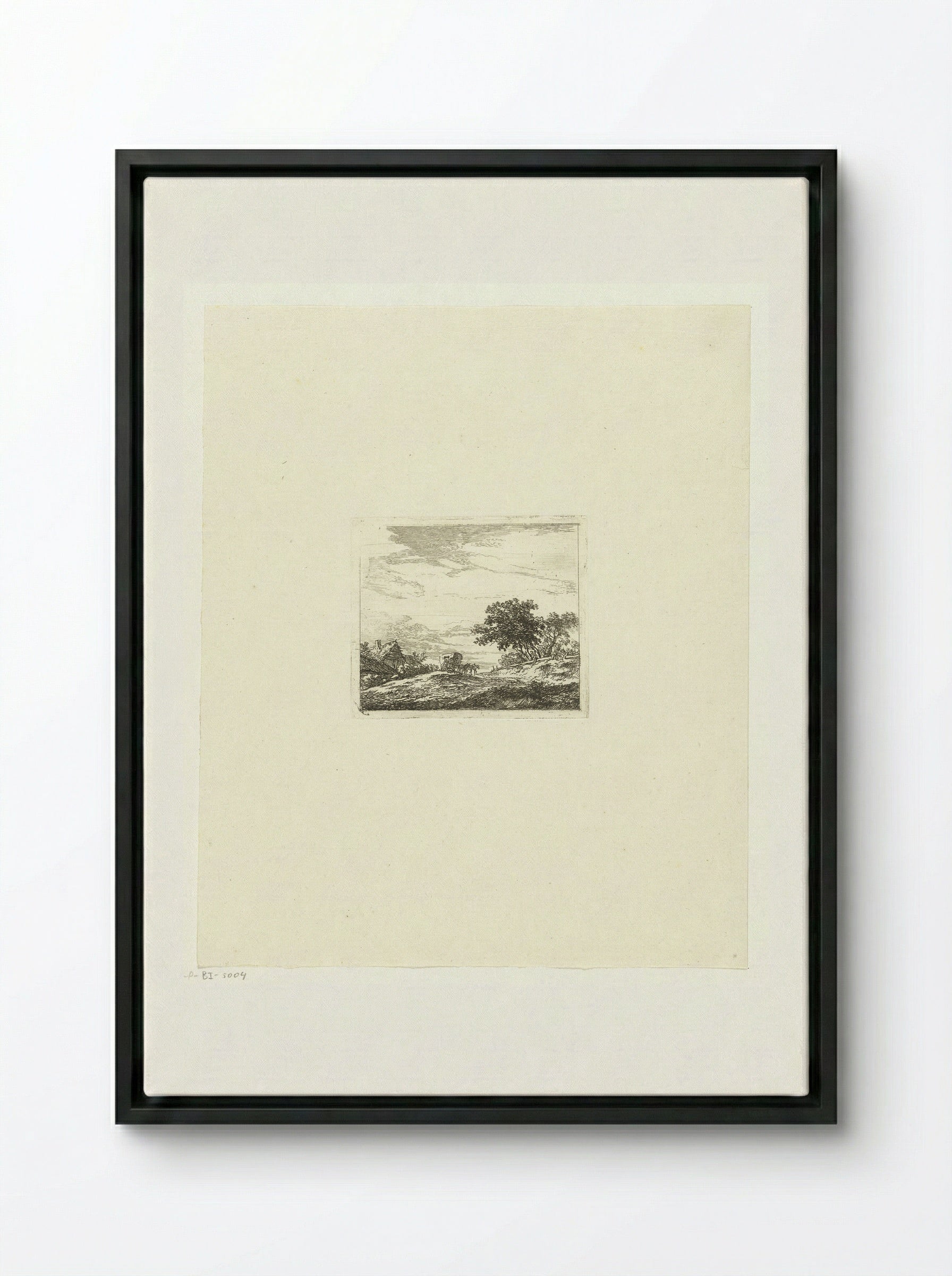 Landschap met koets - Hermanus van Brussel - Framed Canvas Black