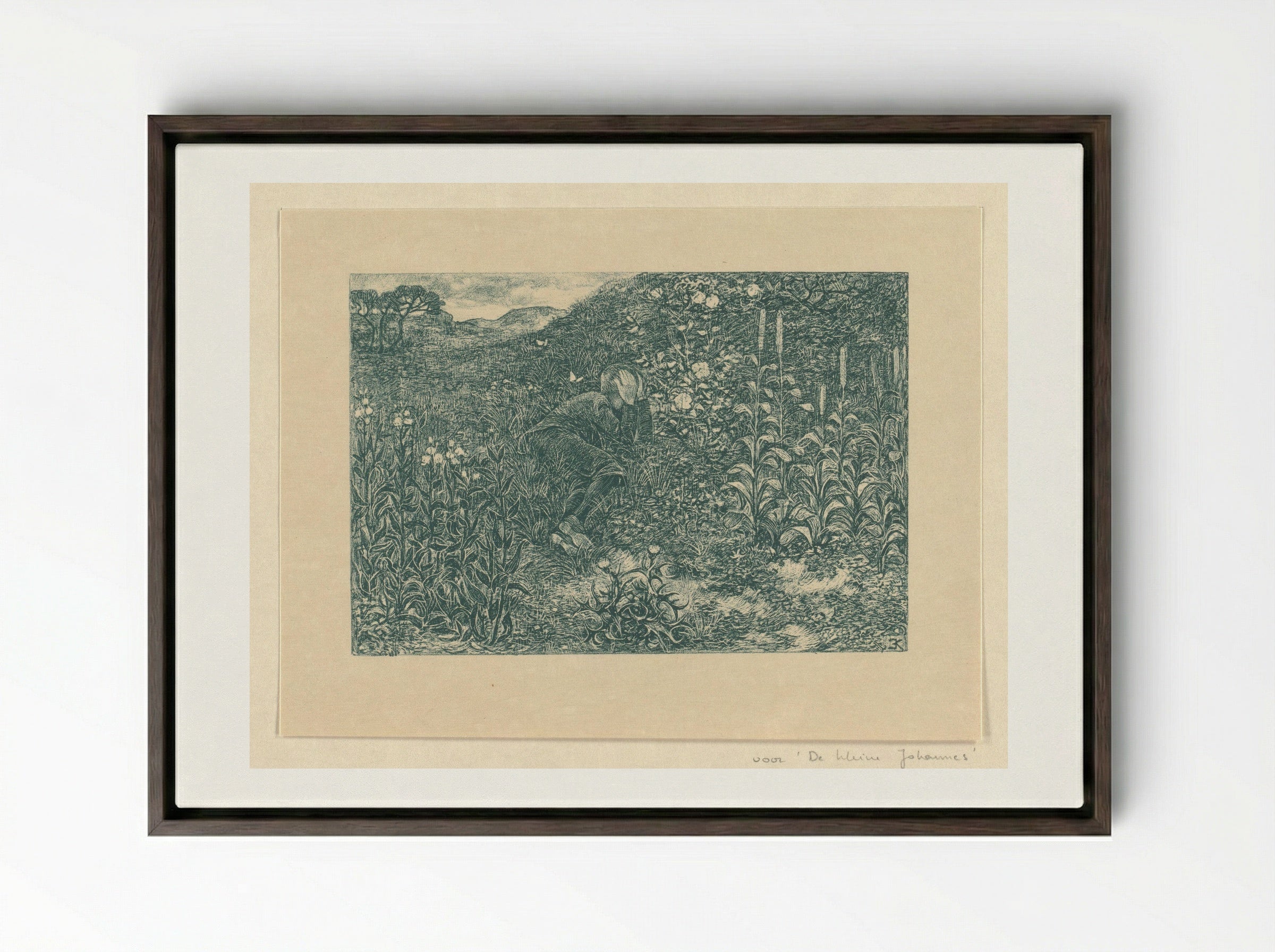 Johannes tussen de struiken - Edzard Koning - Framed Canvas Dark Wood