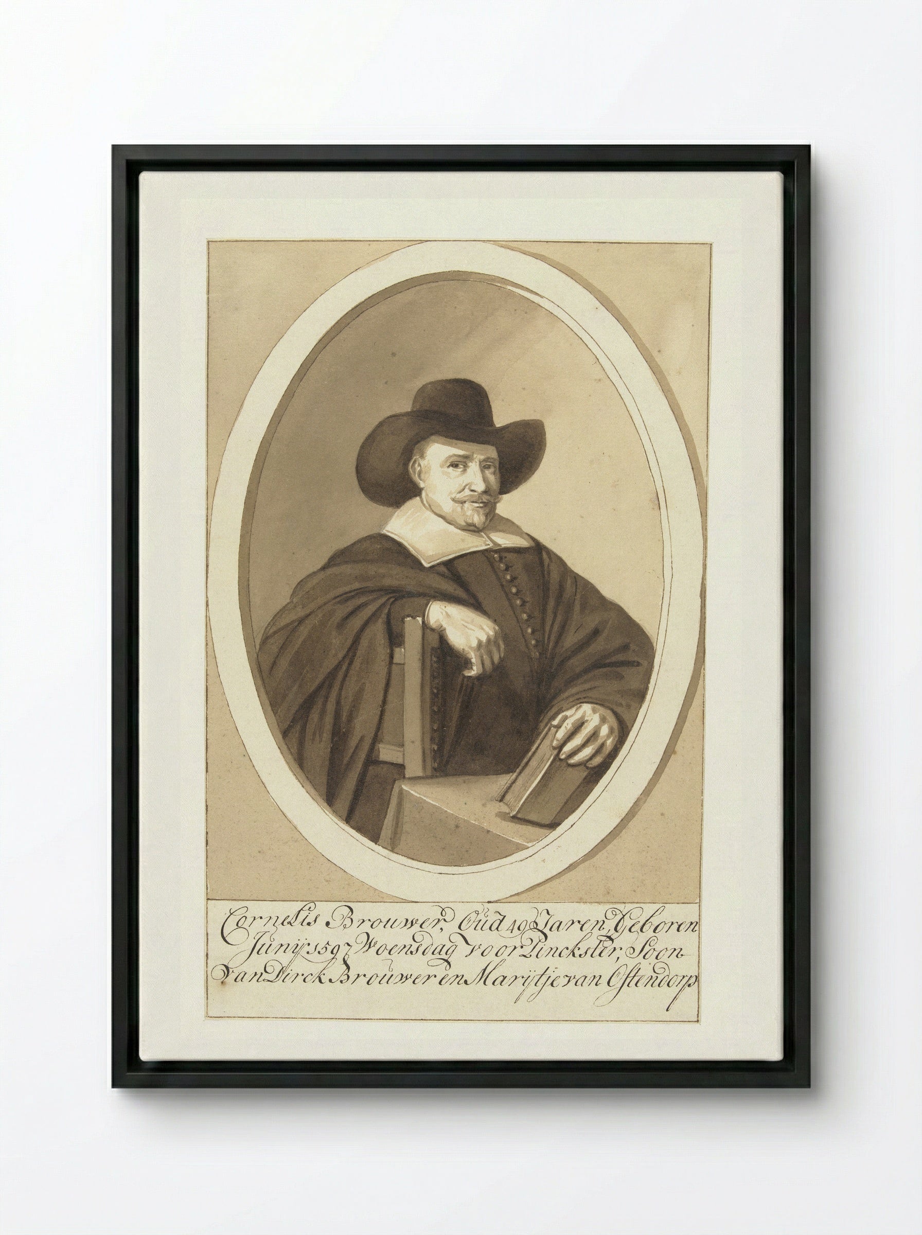 Portret van Diederik Johan, rijksgraaf van Hogendorp van Hofwegen - Cornelis Brouwer - Framed Canvas Black