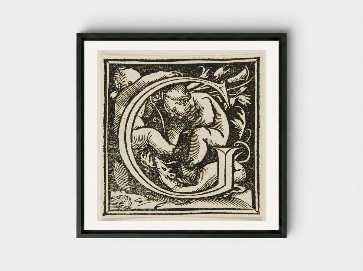 Letter G - Urs Graf - Framed Canvas Black