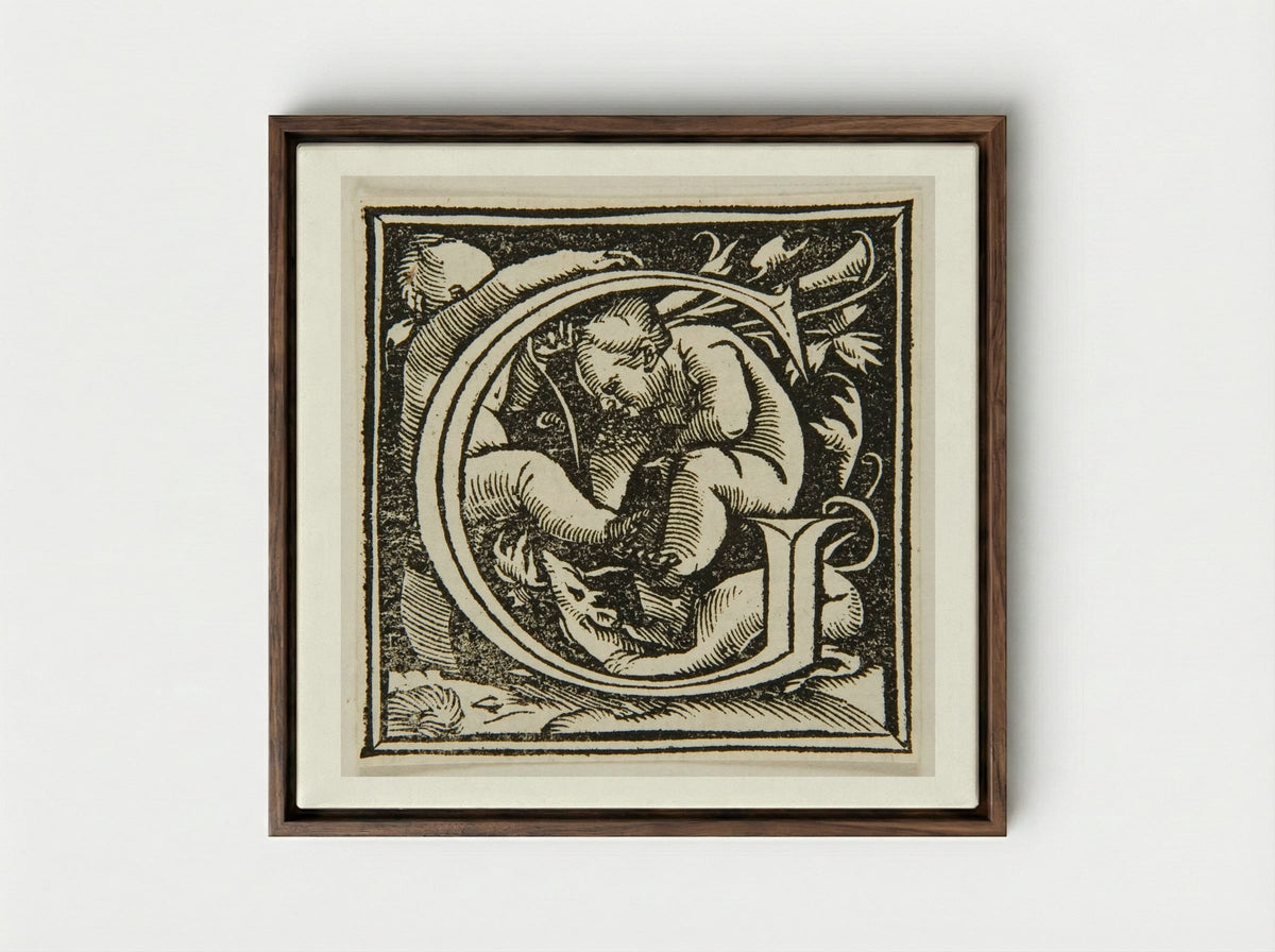 Letter G - Urs Graf - Framed Canvas Dark Wood