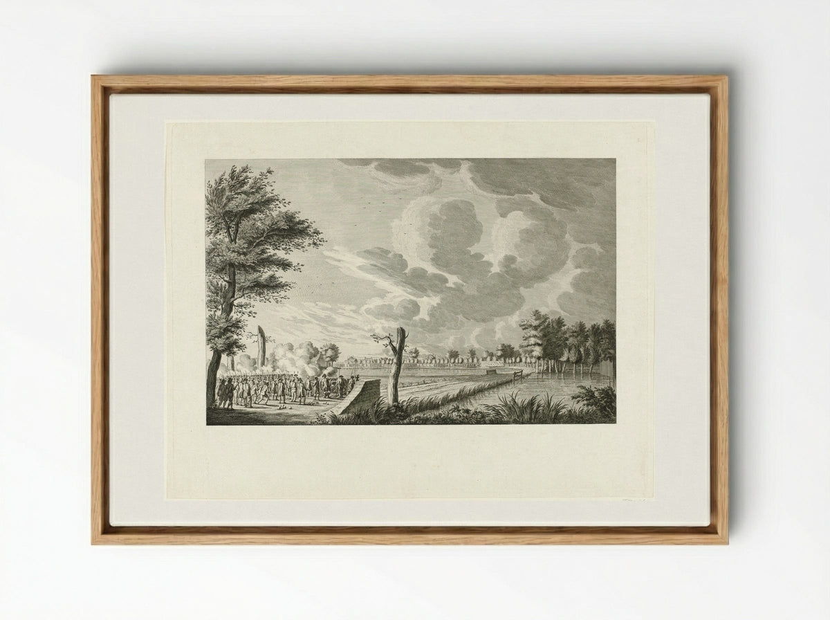 Aanval bij Ouderkerk aan de Amstel - Cornelis Brouwer - Framed Canvas Wood