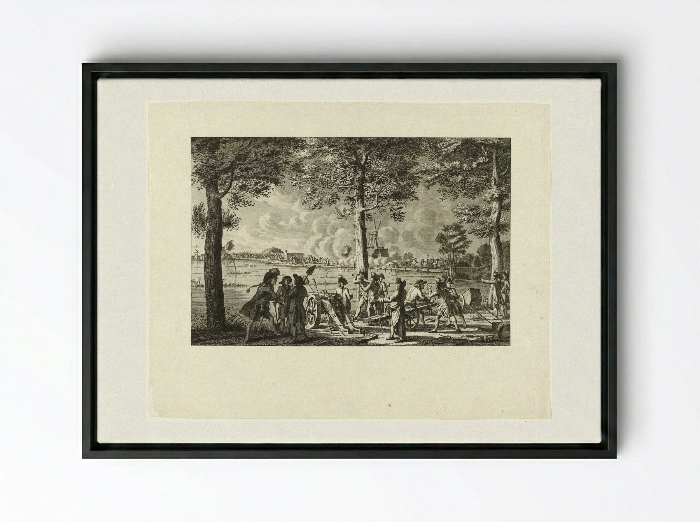 Aanval op de stad Weesp, 30 september 1787 - Cornelis Brouwer - Framed Canvas Black