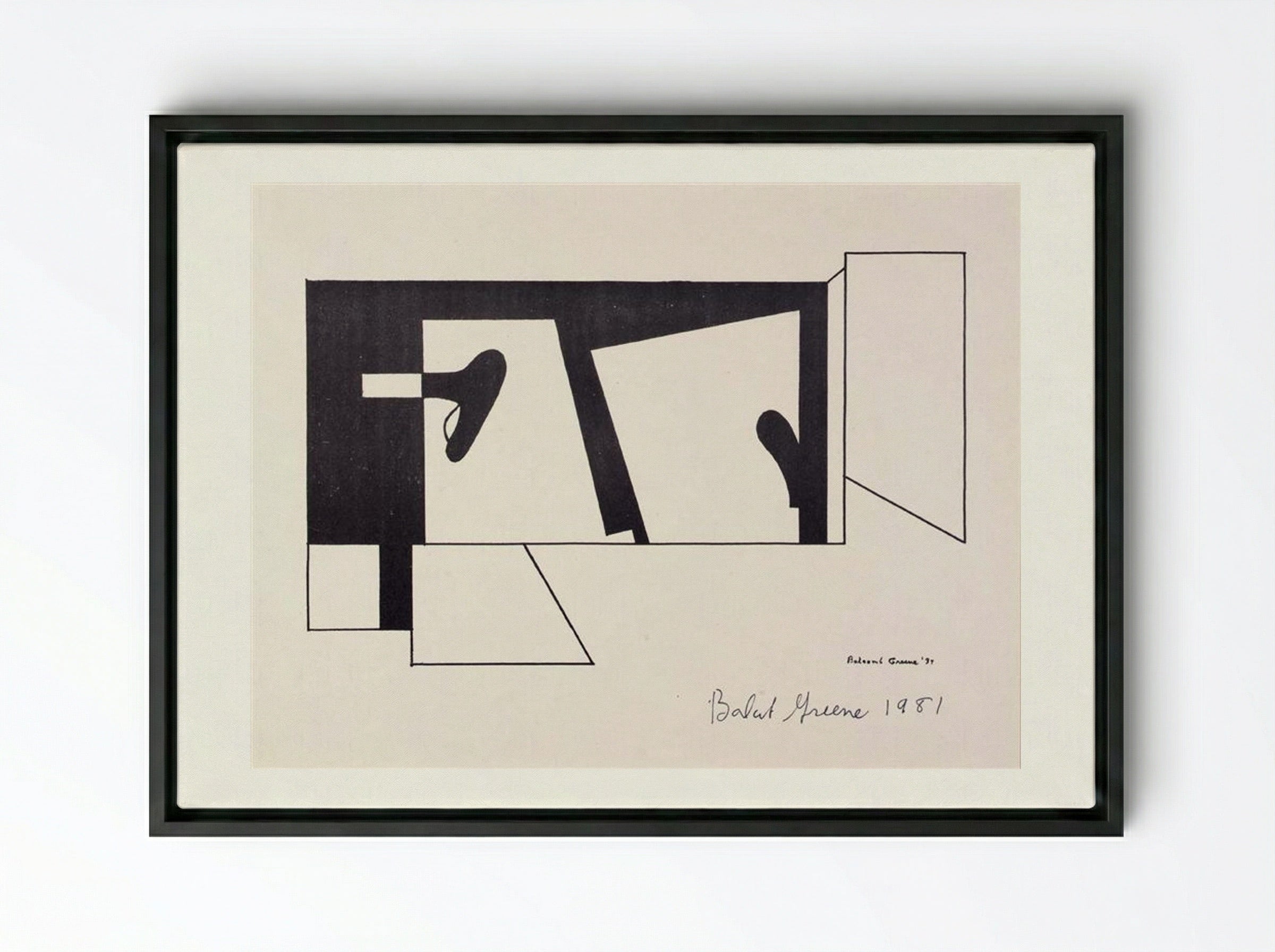 Untitled (from the American Abstract Artists portfolio) - Balcomb Greene - Framed Canvas Black