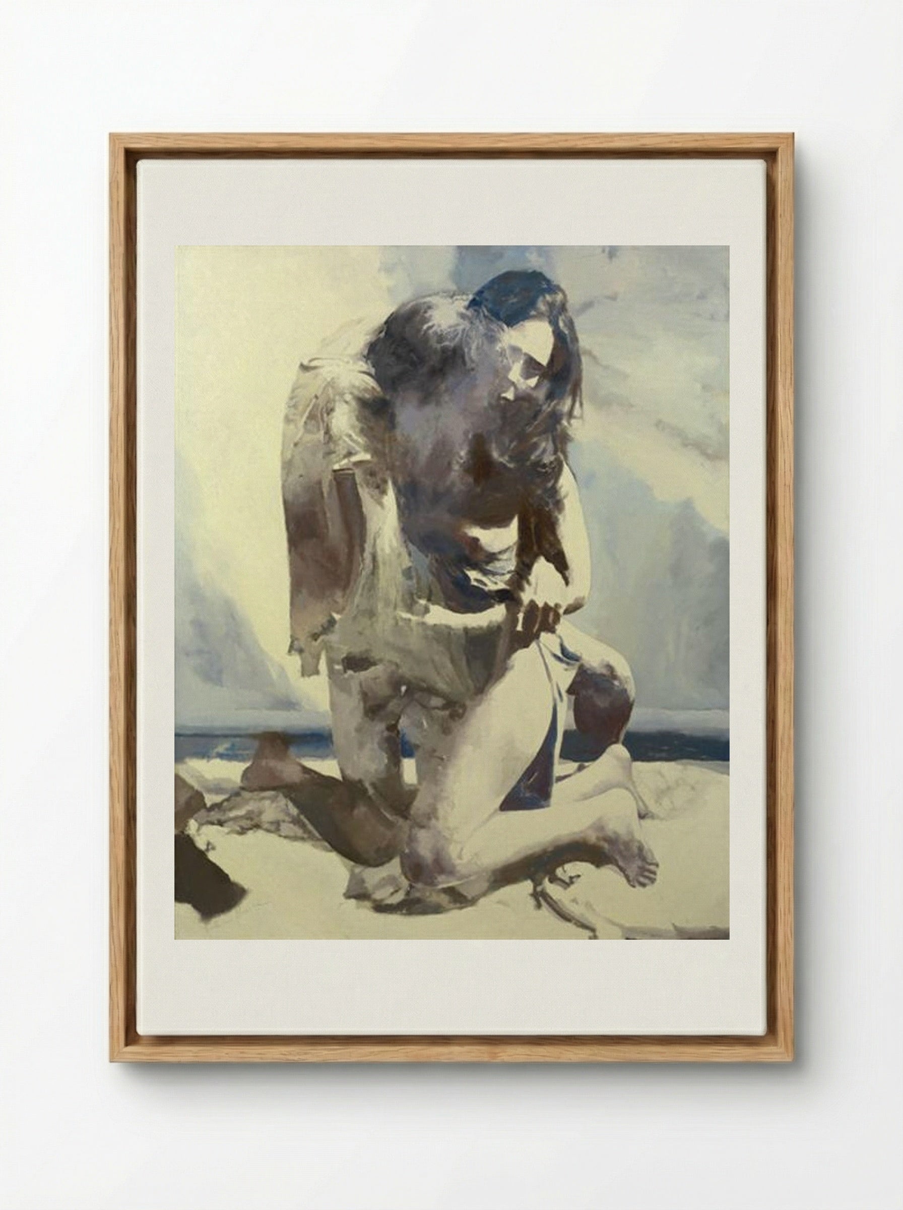 Woman and Man by the Sea - Balcomb Greene - Framed Canvas Wood