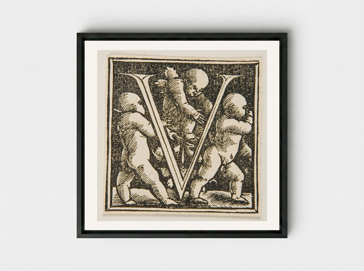 Letter V - Urs Graf - Framed Canvas Black
