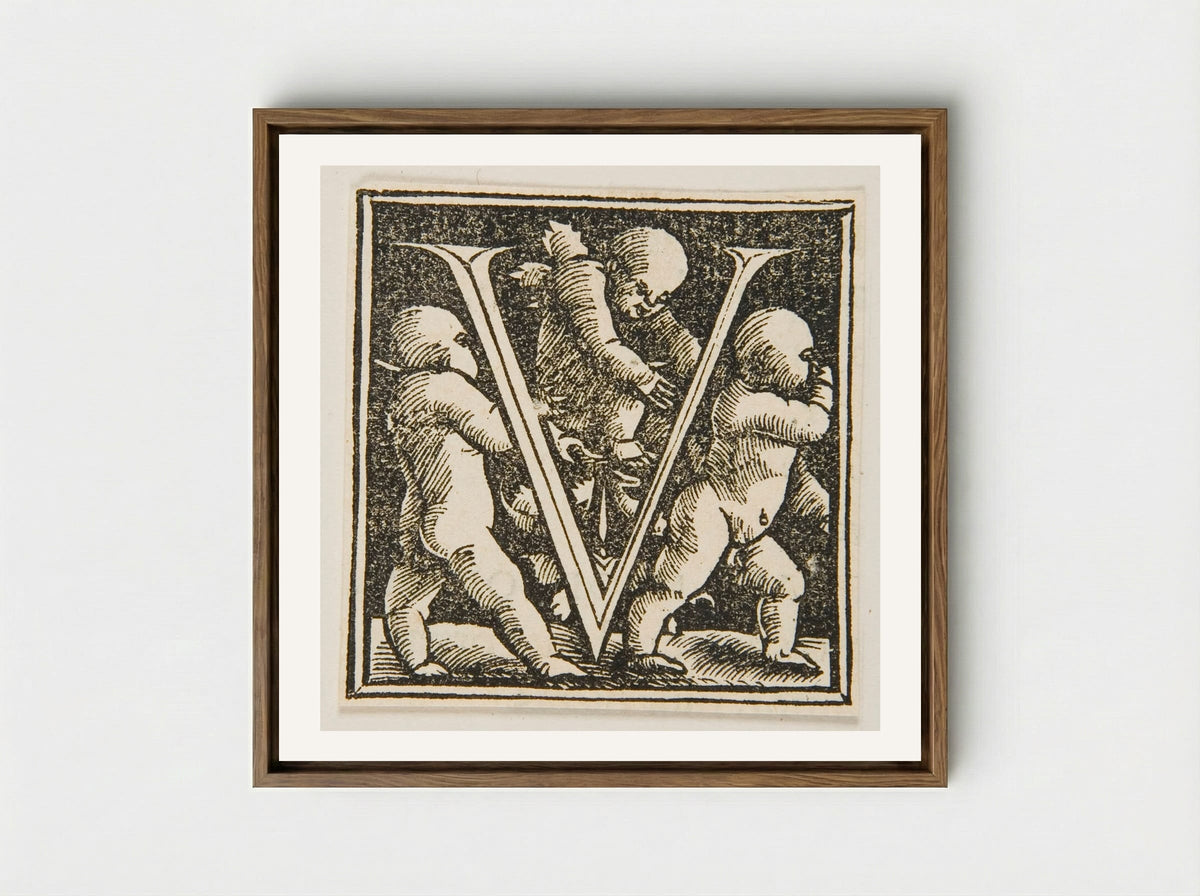 Letter V - Urs Graf - Framed Canvas Wood